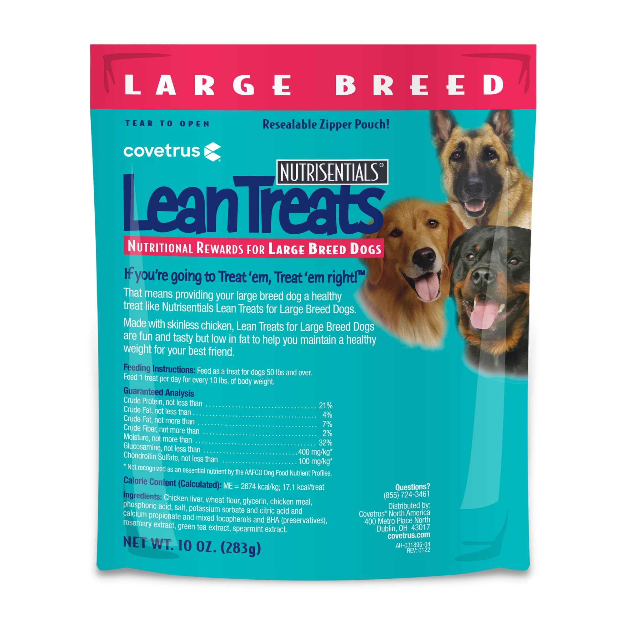 Covetrus Nutrisential Lean Treats for Large Dogs - Soft Dog Treats for Large Dogs - Nutritional Low Fat Bite Size K9 Treats - Ch