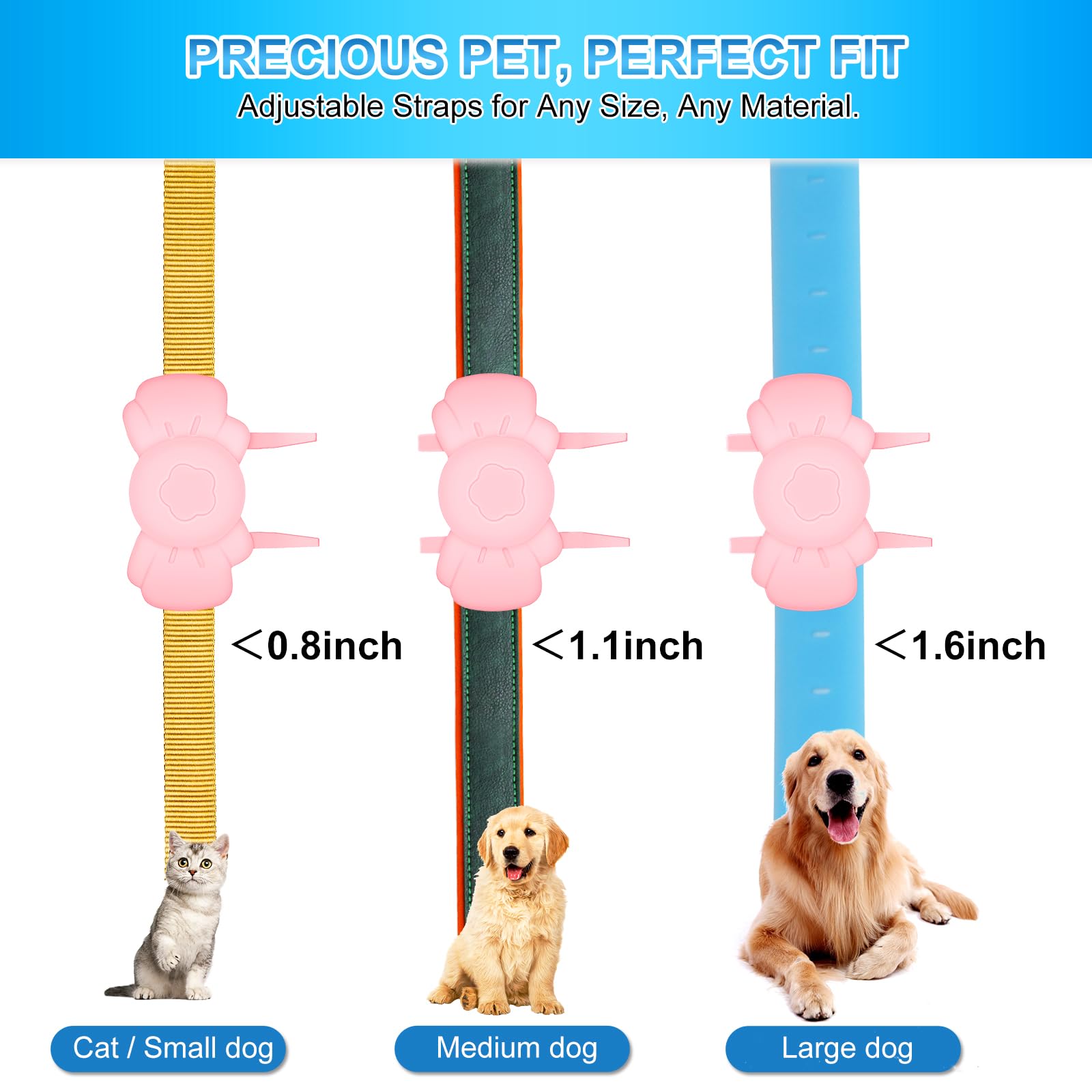 Airtag Dog Collar Holder - Ipx8 Waterproof Airtag Cat Collar - Secure And Stylish, Adjustable Silicone Strap Fits All Collar Wid