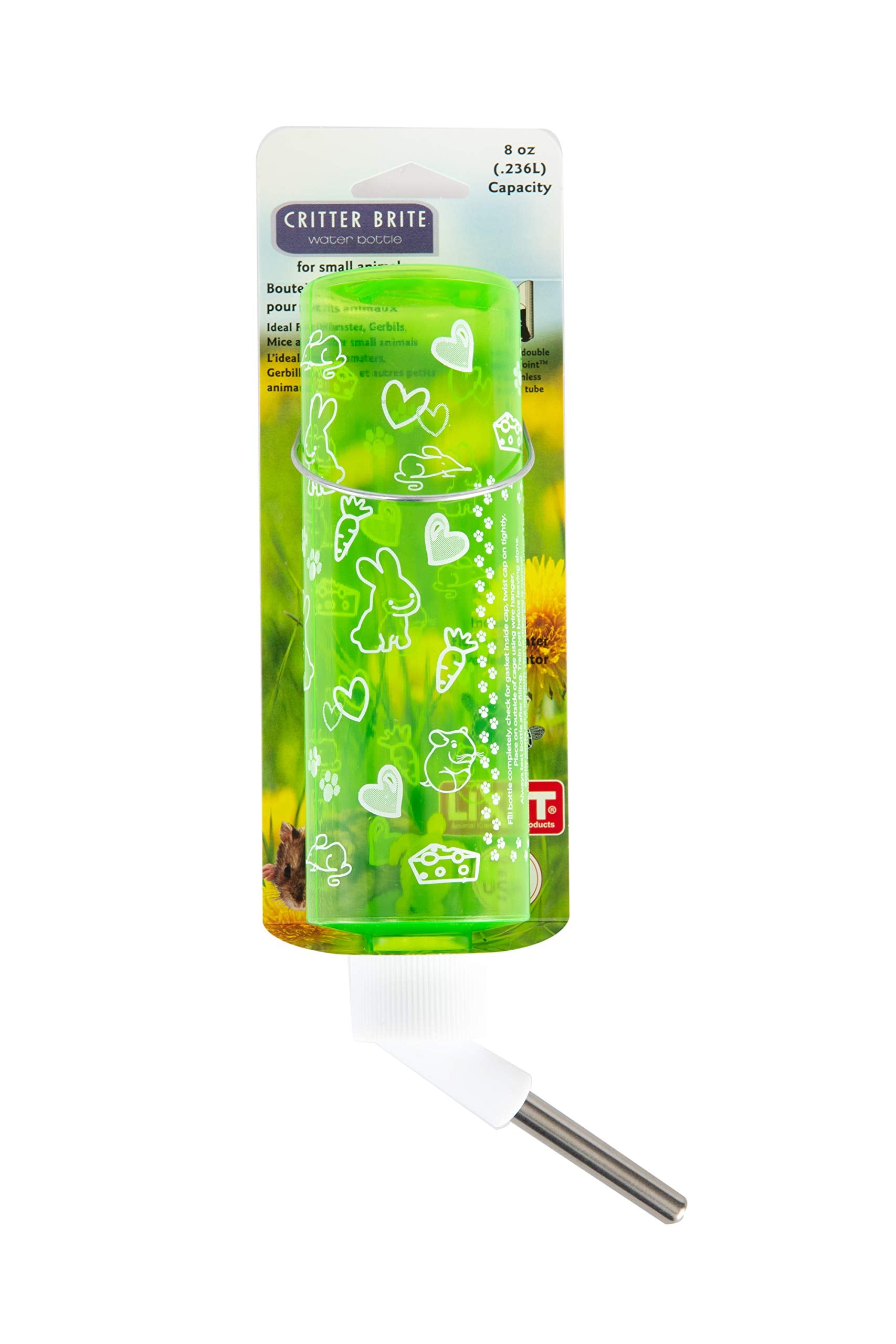 Lixit Critter Bright Water Bottles For Hamsters, Rabbits, Chinchillas, Ferrets, Guinea Pigs And Other Small Animals (8 Ounce, Assorted Colors Pack Of 1)