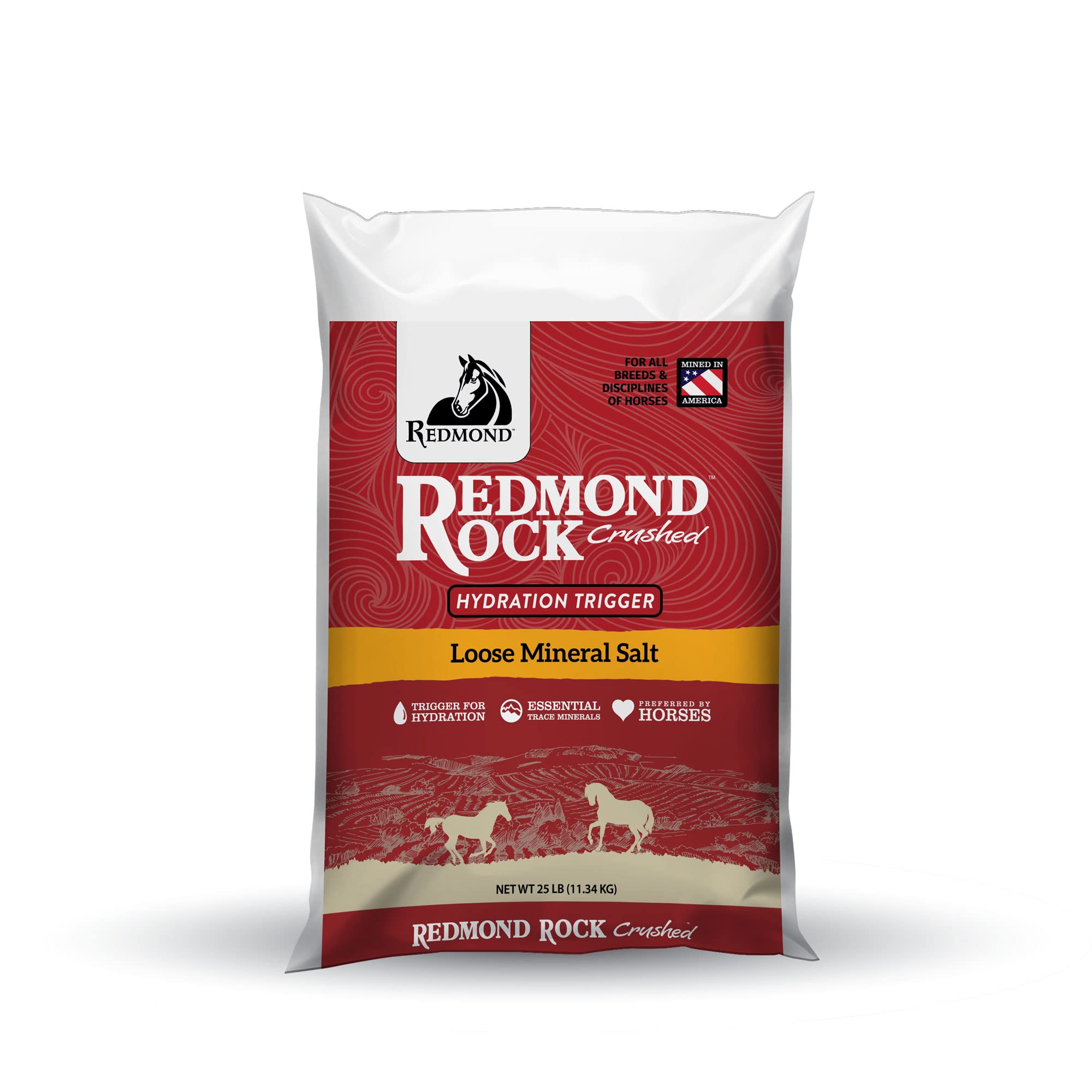Redmond Rock Crushed Loose Mineral Salt Electrolyte Supplement For Horses (25Lb Refill Bag)