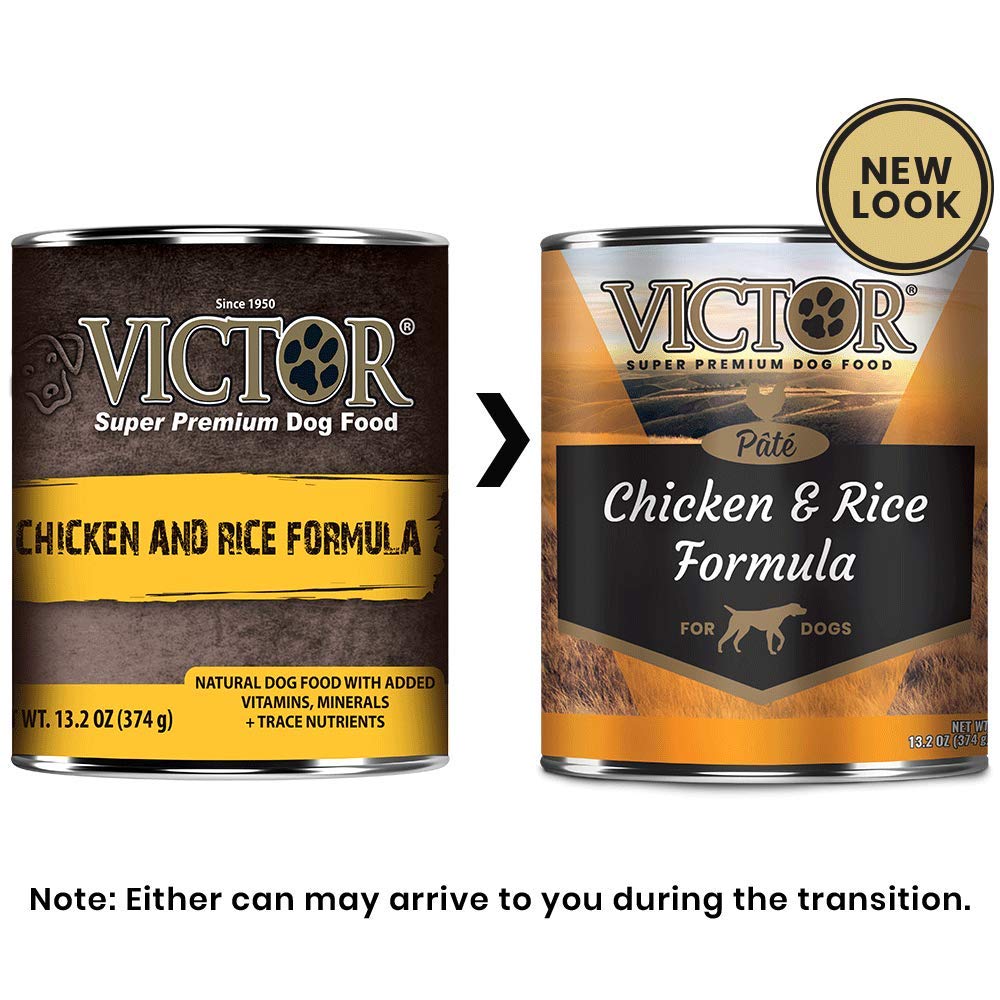 VICTOR Super Premium Dog Food - Chicken and Rice Formula Pt   - Canned Wet Adult Dog and Puppy Food - All Breed Sizes, 12 x 13.2