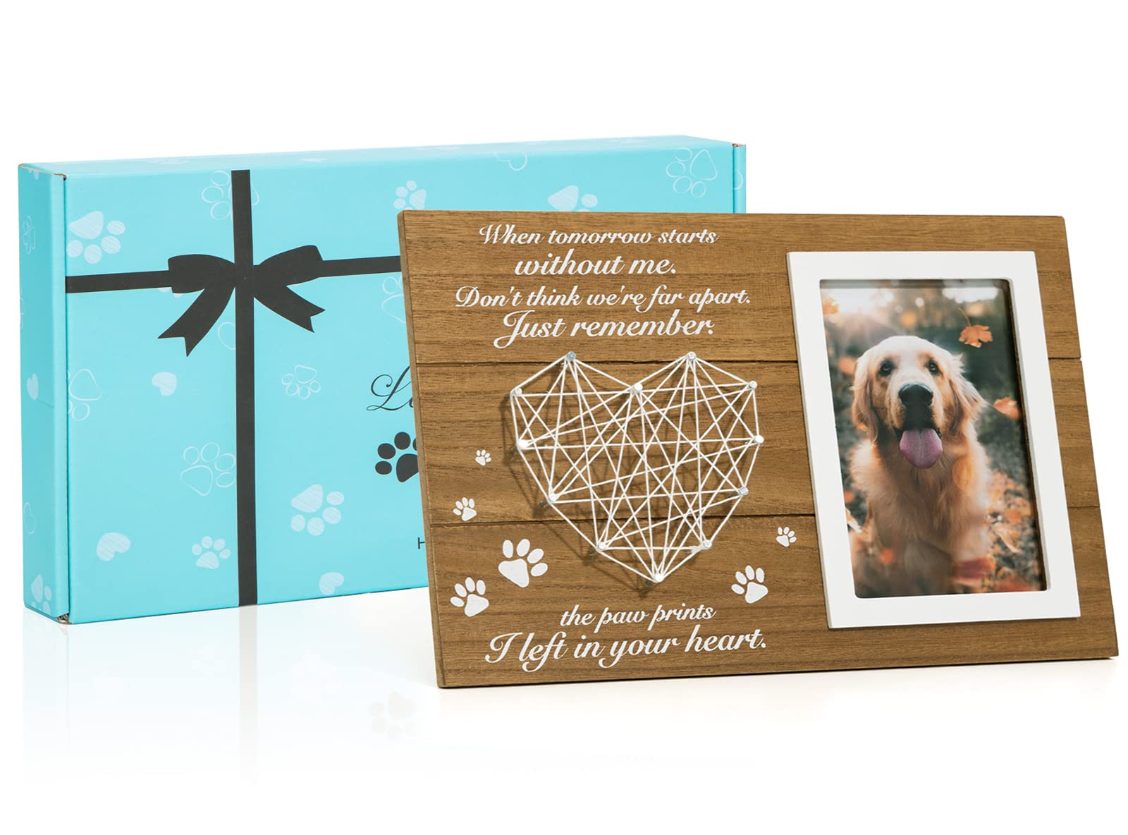 Pet Memorial Gifts, Pet Loss Memorial Frame Leave Paw Prints On Our Hearts, Paw Prints Sympathy Frame Gift For Loss Of Dog And C