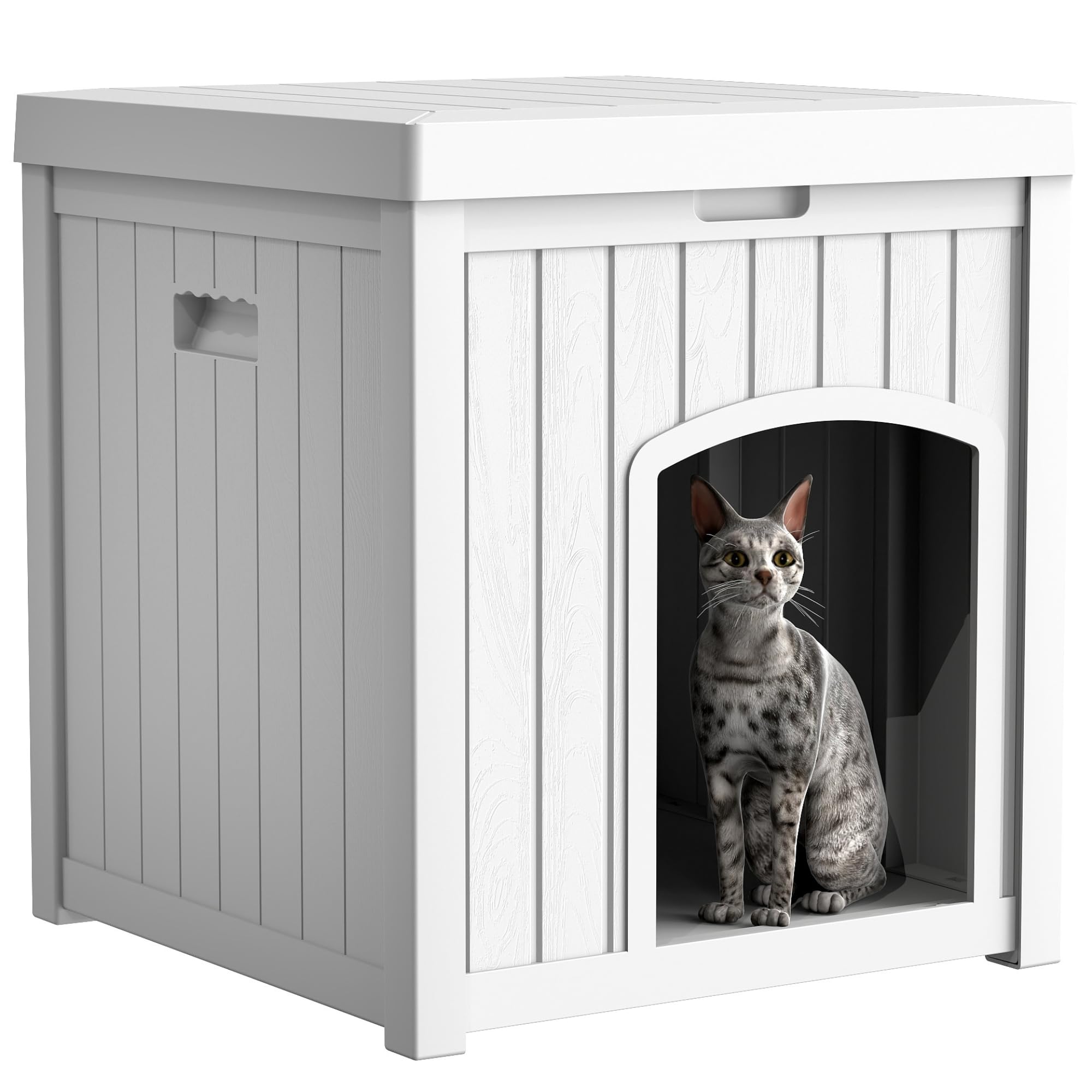 Ehhly Outdoor Cat House For Winter Waterproof, Outside Multiple Feral Kitty Cat Houses, Outdoor Cat Litter Box Enclosure Weather