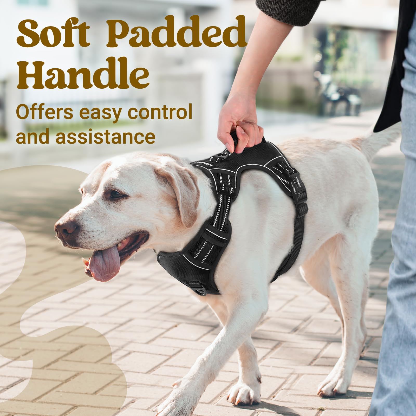 rabbitgoo Dog Harness for Large Dogs, No Pull Pet Harness with Soft Padded Handle, Adjustable Reflective Vest with 3 Buckles, Ea