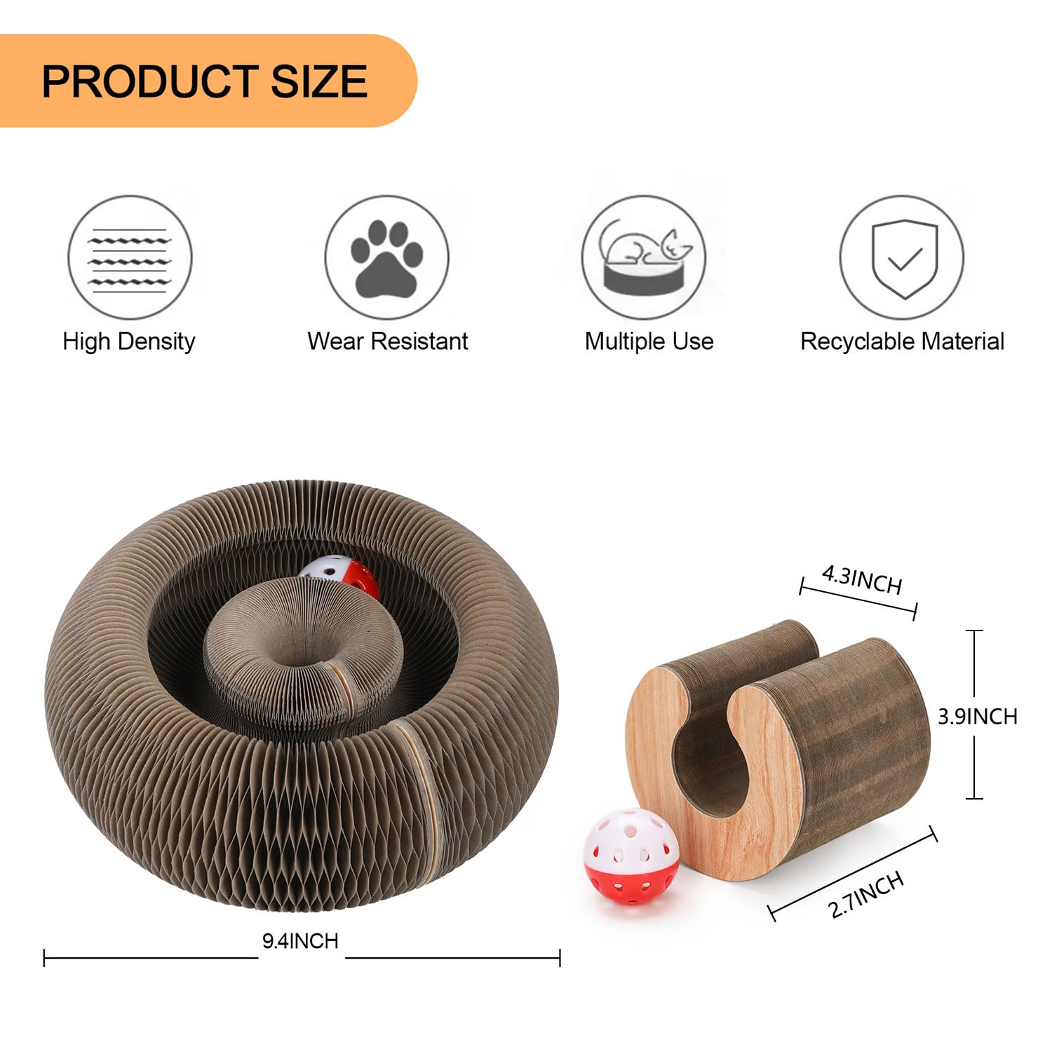 Fluffydream Magic Organ Cat Scratching Board, Interactive Scratch Pad With A Ball, Cat Scratcher For Grinding Claw, Recyclable A