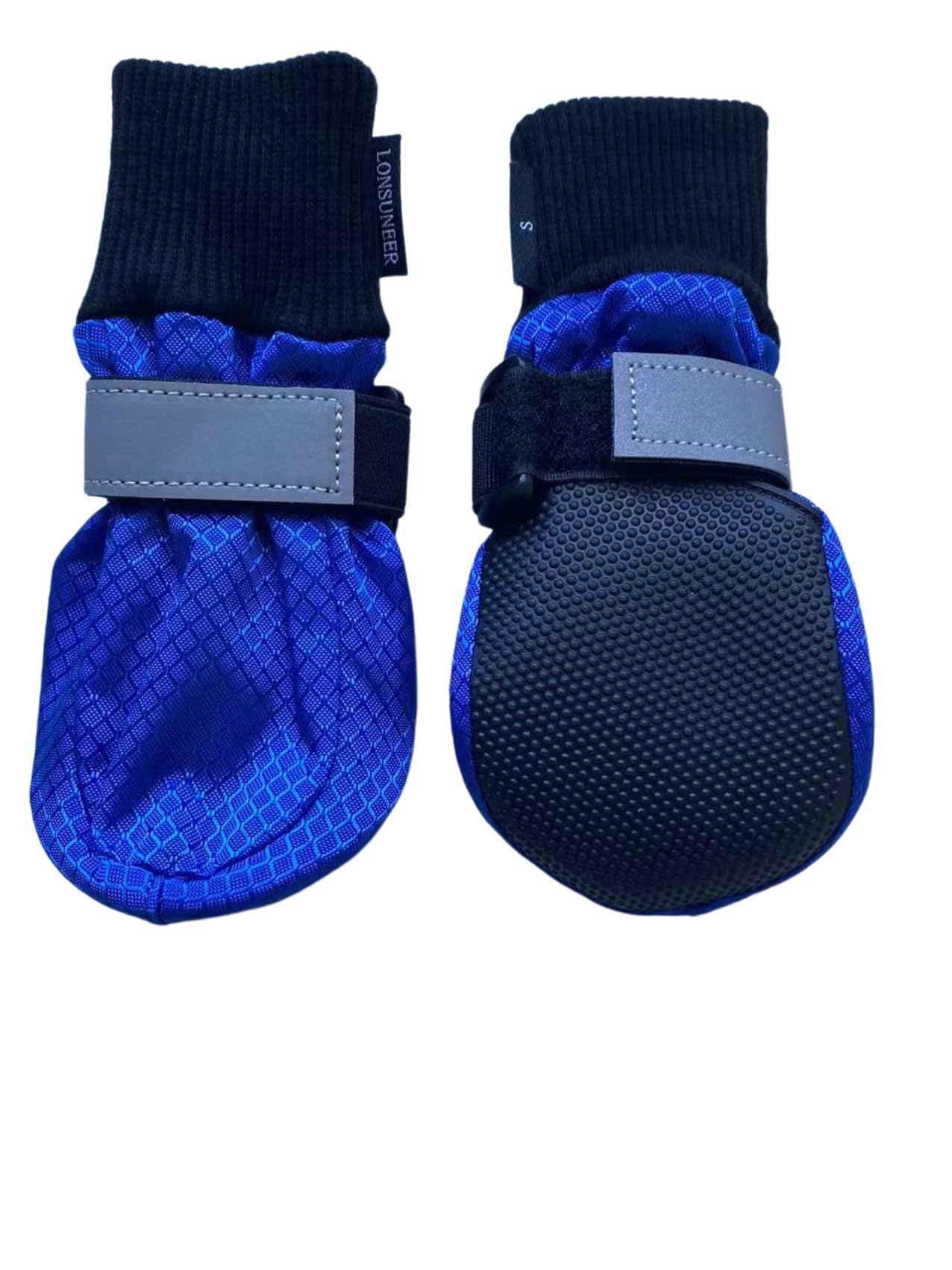 LONSUNEER Paw Protector Dog Boots Soft Sole Nonslip and Reflective Set of 4 Color Blue Size Small