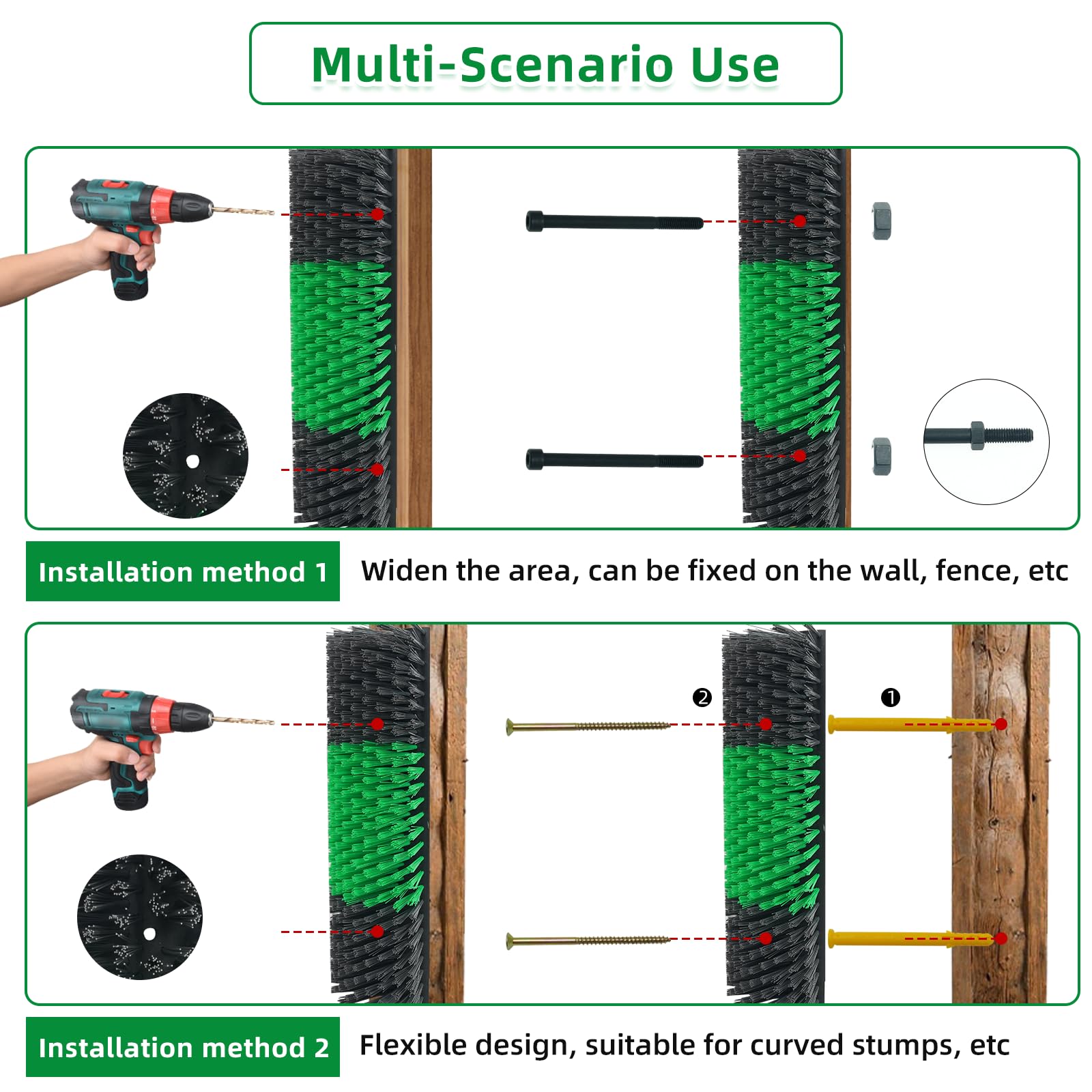 Widen Livestock Scratching Brush Horse Scratcher Full Massage Grooming Brush Animal Back Itch Relief With 16 Screws for Goat,Cat