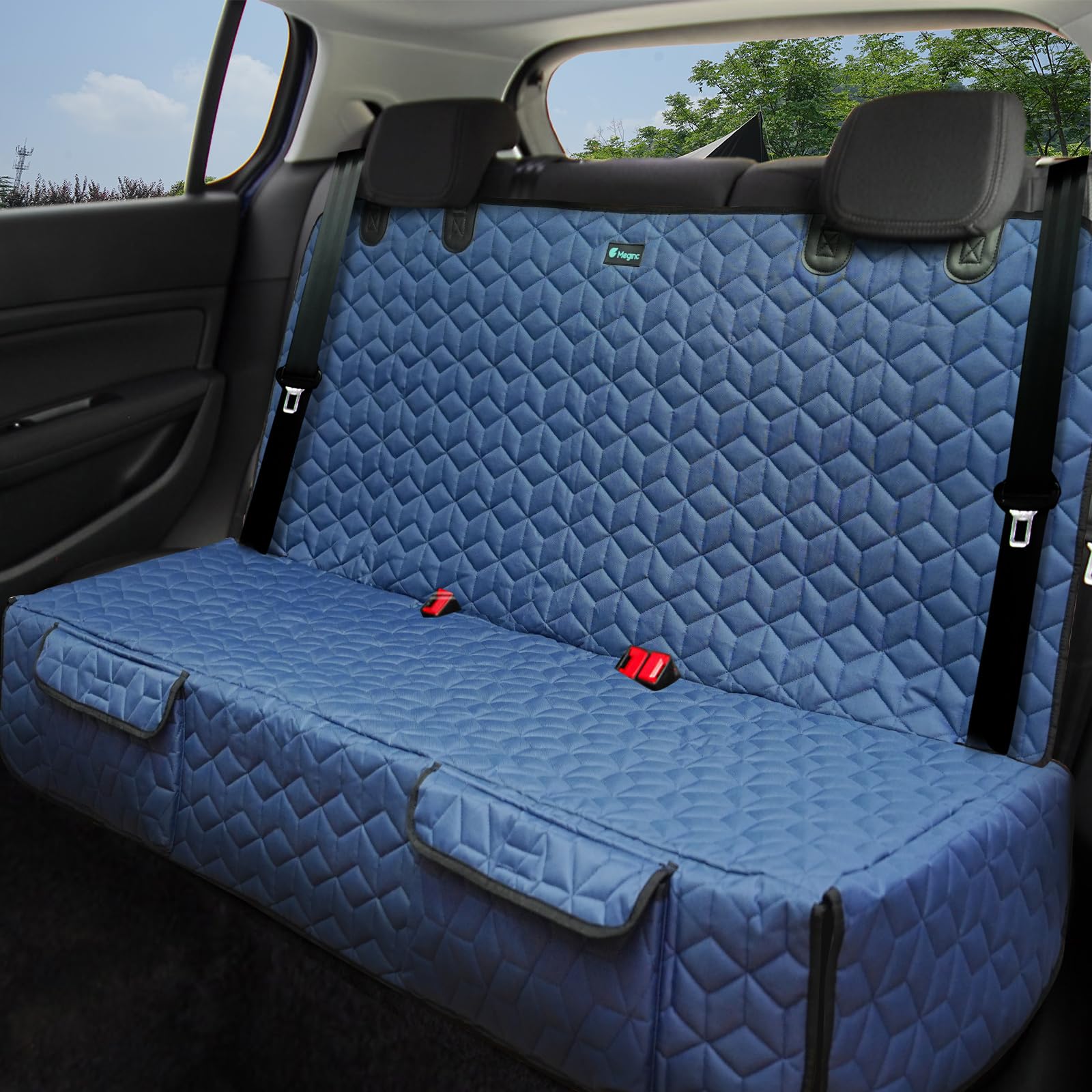 Meginc Dog Car Seat Covers For Back Seat, Heavy Duty Pet Bench Seat Covers For Trucks Waterproof Protector Back Seat Nonslip Dog
