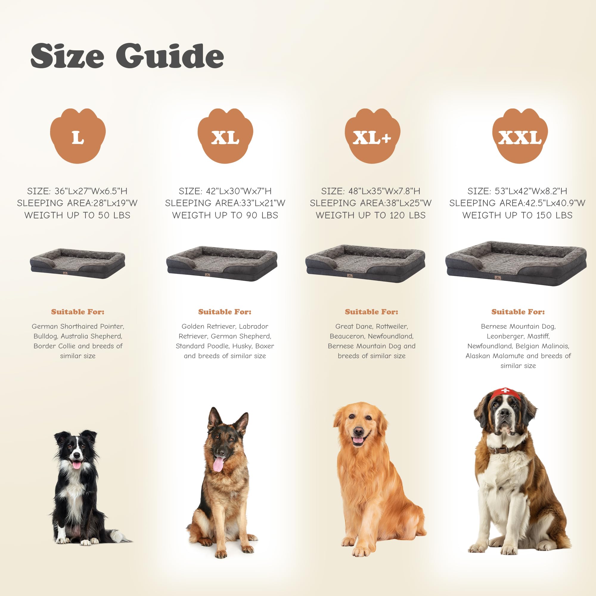 Petfun Orthopedic Dog Bed For Extra Large Dogs - Xl Washable Dog Sofa Beds Large, Supportive Foam Pet Couch Bed With Removable W