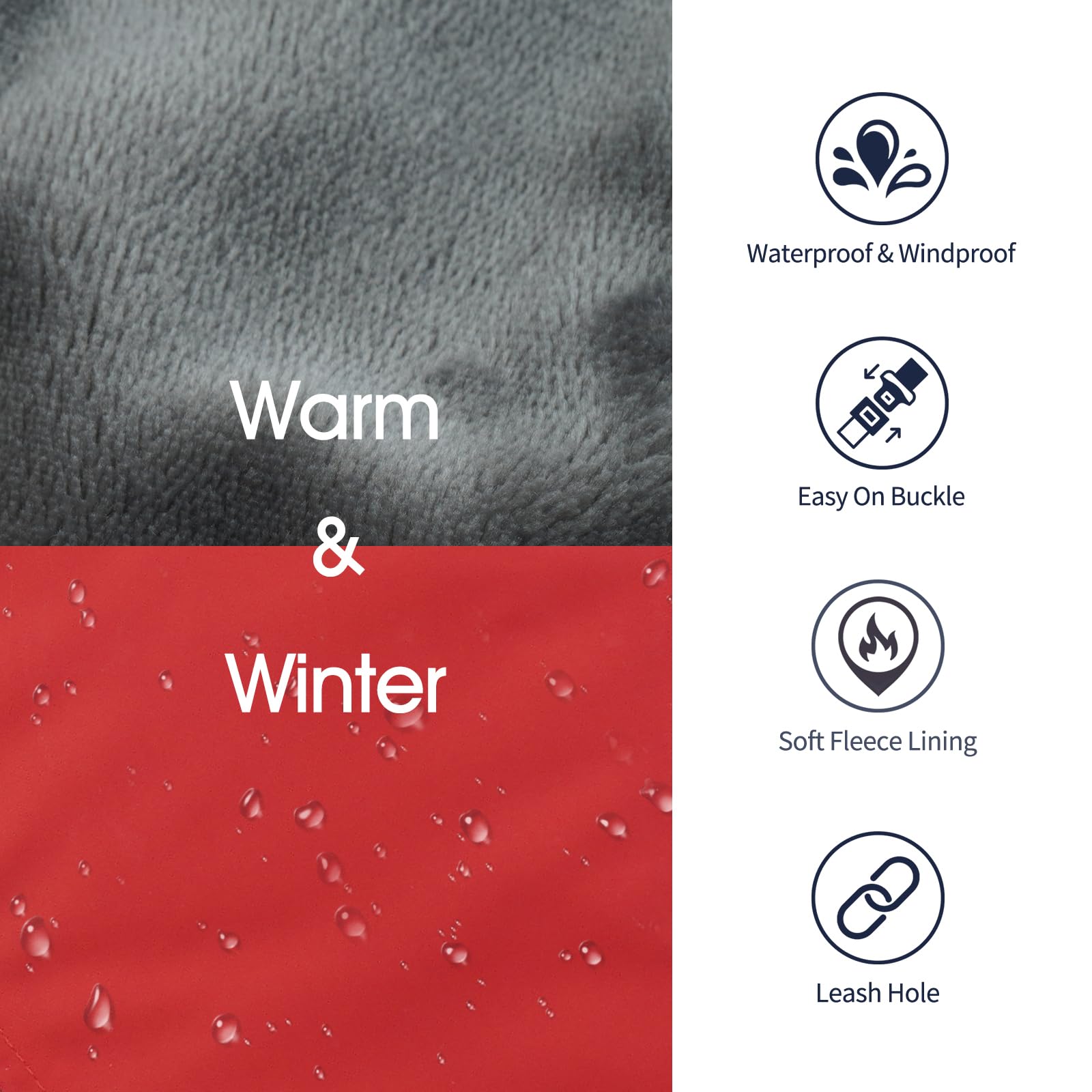 Iecoii Extra Warm Reflective Adjustable Dog Jacket - Fleece Turtleneck Winter Coat For Small To Extra Large Dogs