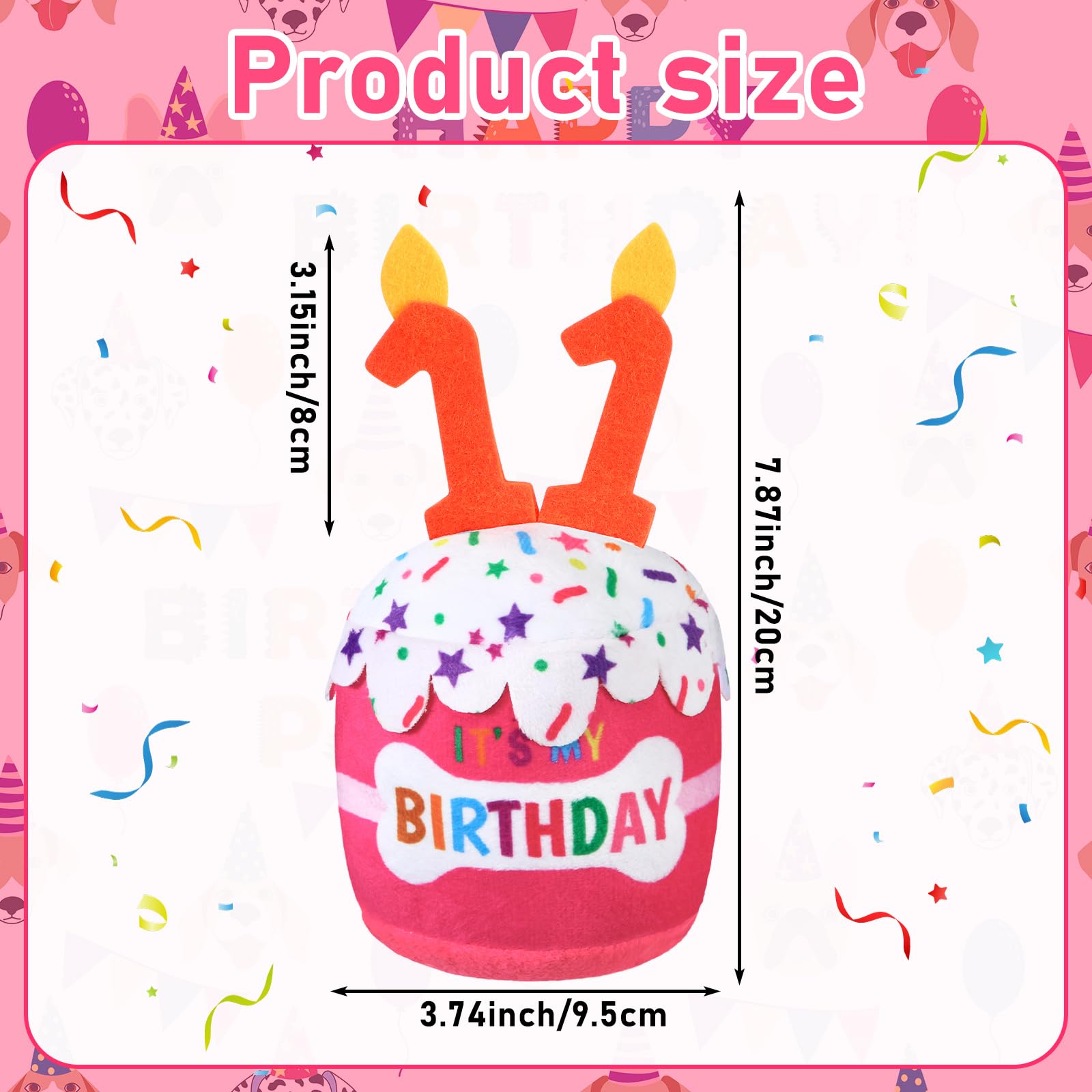 Dansydaisy Dog 11Th Birthday Cake Toy Accessories For Girl Boy Gifts, Pink Squeaky Plush Toy For Dog Birthday Party Decor Favor