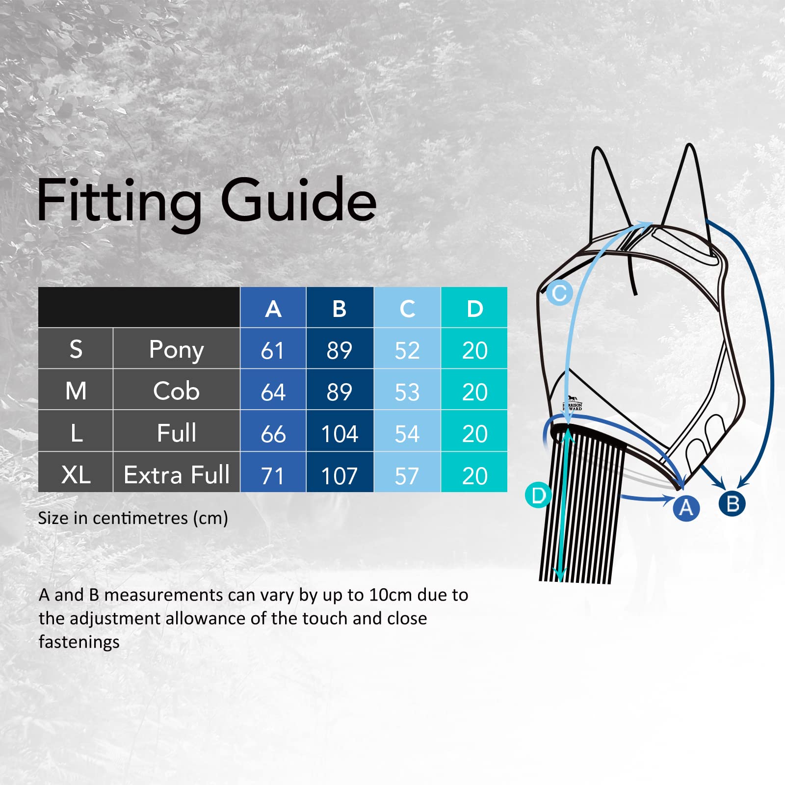 Harrison Howard CareMaster Horse Fly Mask with Ears and Nose Fringe Fly Protector Defender Mask Sky Blue Full Size