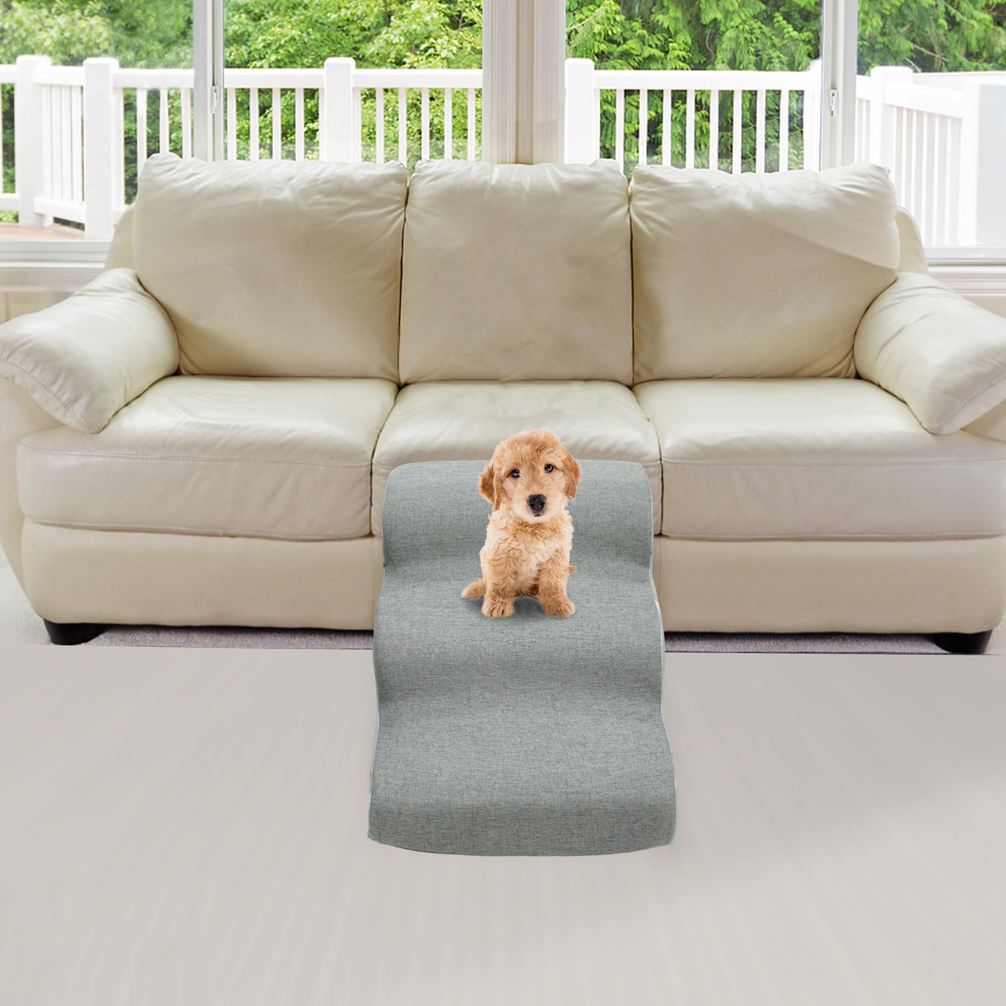 Dog Stairs Ramp For Small Dogs, 3-Step Dog Steps For Couch Sofa And Chair, Pet Stairs For Cats, Non-Slip Balanced Pet Steps Indo