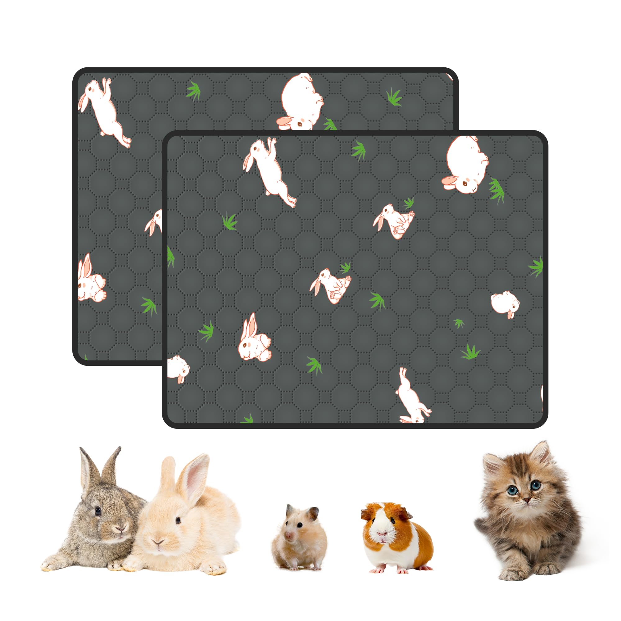 Modeslab 2-Pack Guinea Pig Cage Liner, 20In X 26In Fast Absorption Washable Bedding Pee Pads For Dogs Puppy Rabbit Small Animal 