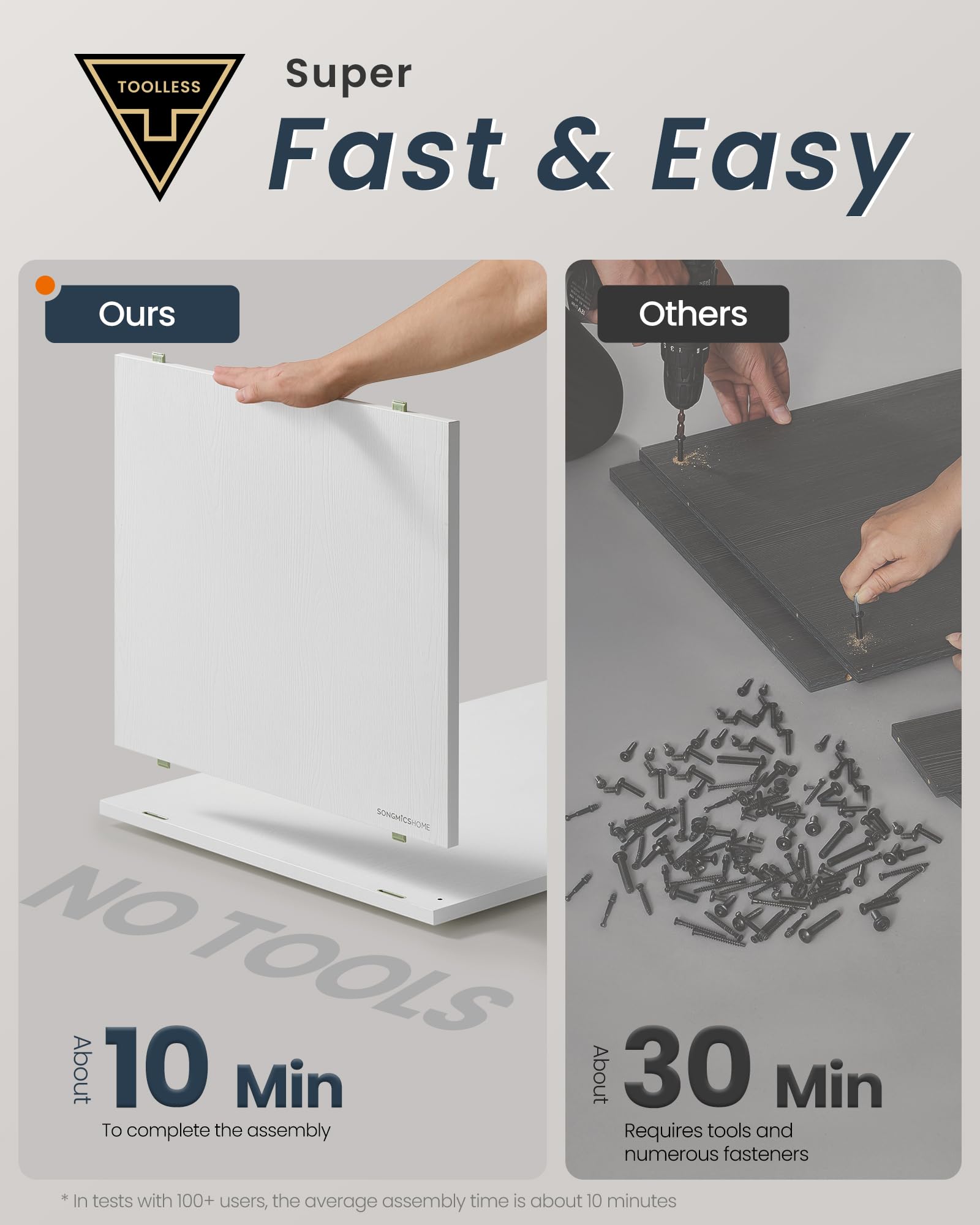 Songmics Home Superfast Toolless Assembly, Cat Litter Box Enclosure, Cat House, For Large Cats, Push-To-Open Doors, Display Side