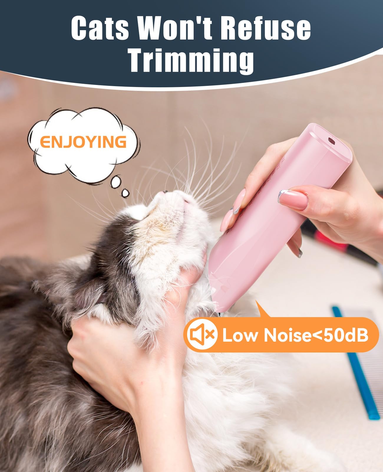 Oneisall Pet Clipper For Cat Matted Hair, Pet Shaver For Cats Quiet Pet Hair Clippers Cordless Cat Clippers For Matted Hair Cat Clippers For Long Hair
