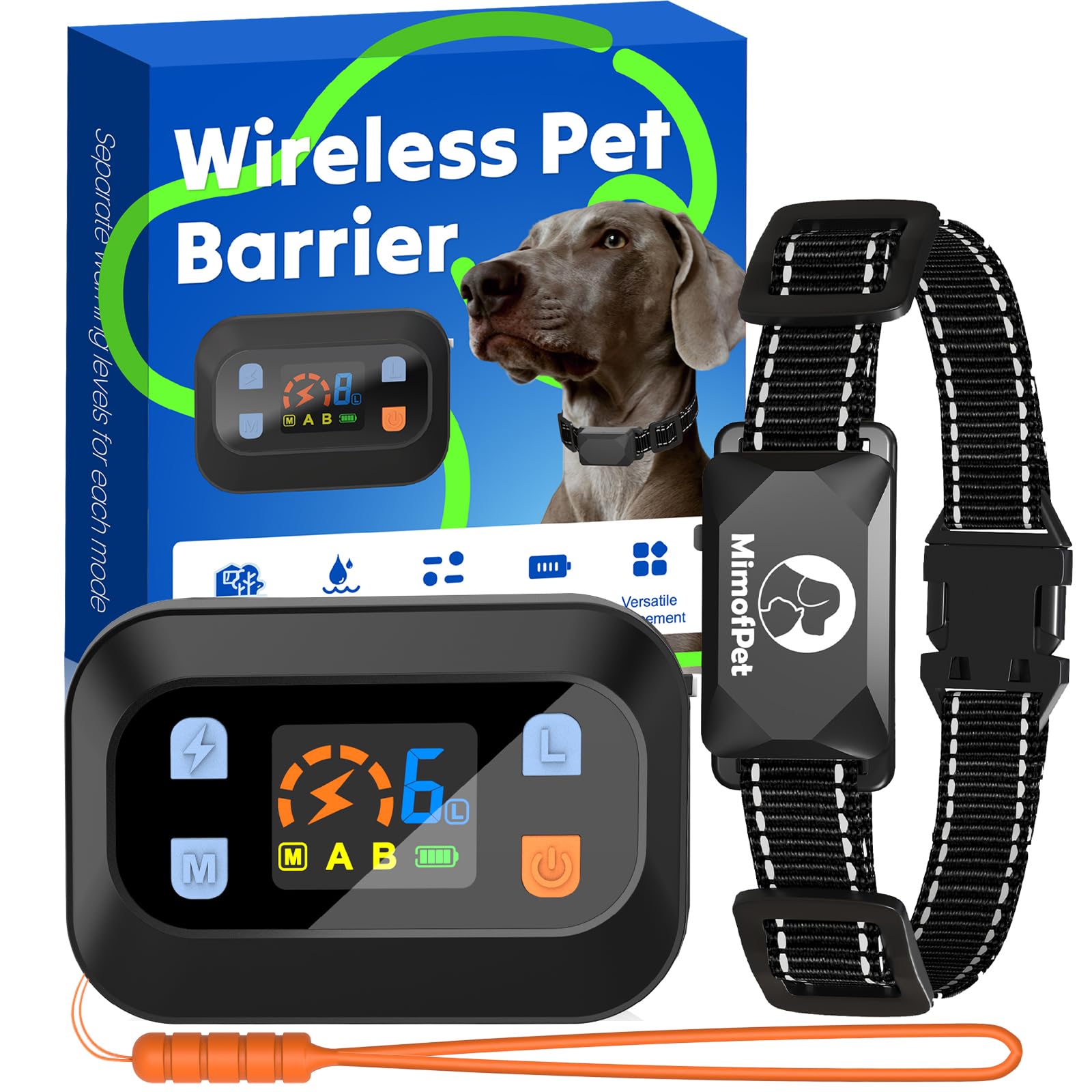 MIMOFPET Wireless Pet Barrier - Indoor Outdoor Waterproof Barrier with Adjustable Range up to 8.2 ft,Adjustable Safe Static Inte