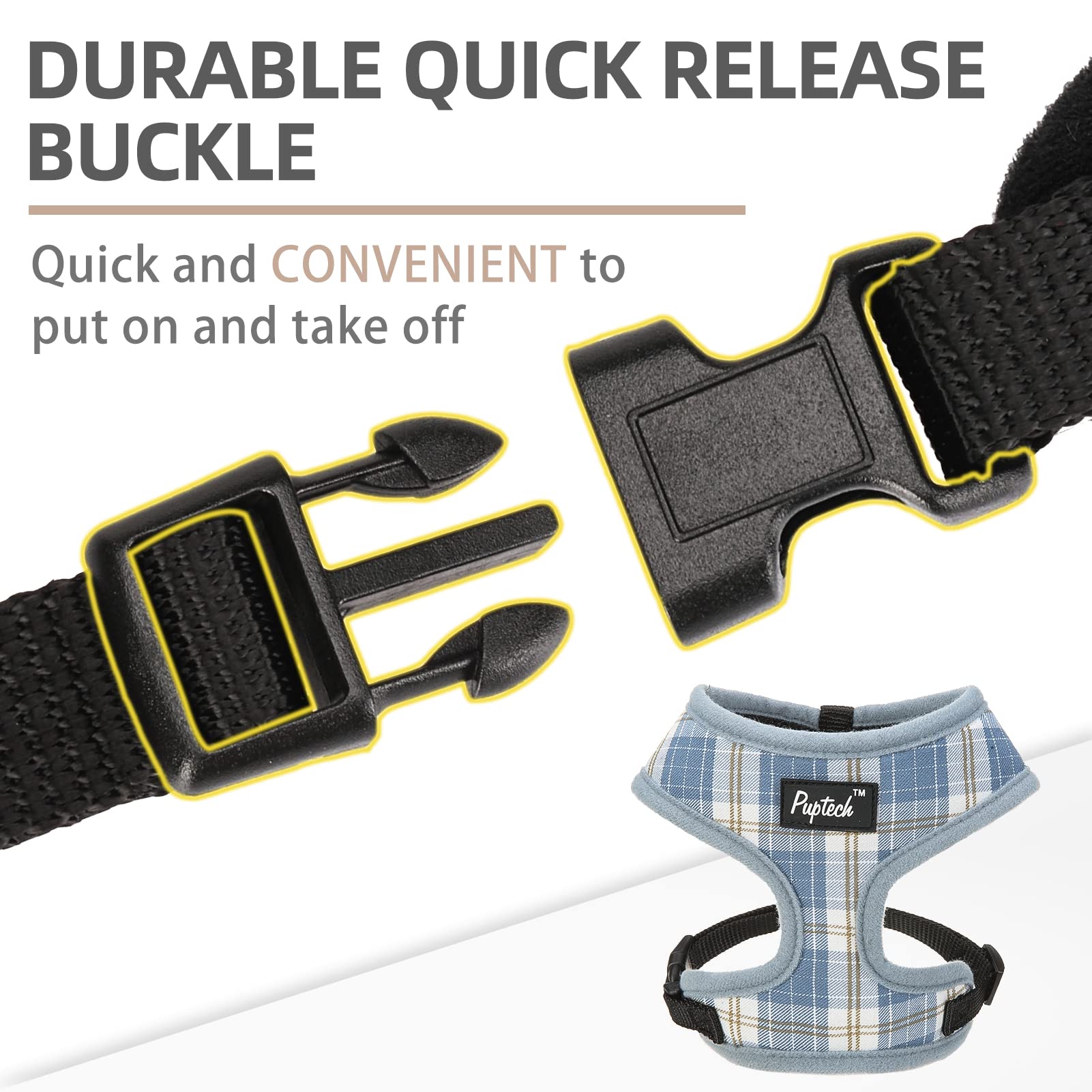 Pupteck Soft Mesh Dog Harness And Leash Set Pet Puppy Cat Comfort Padded Vest No Pull Harnesses, Sky Blue, M