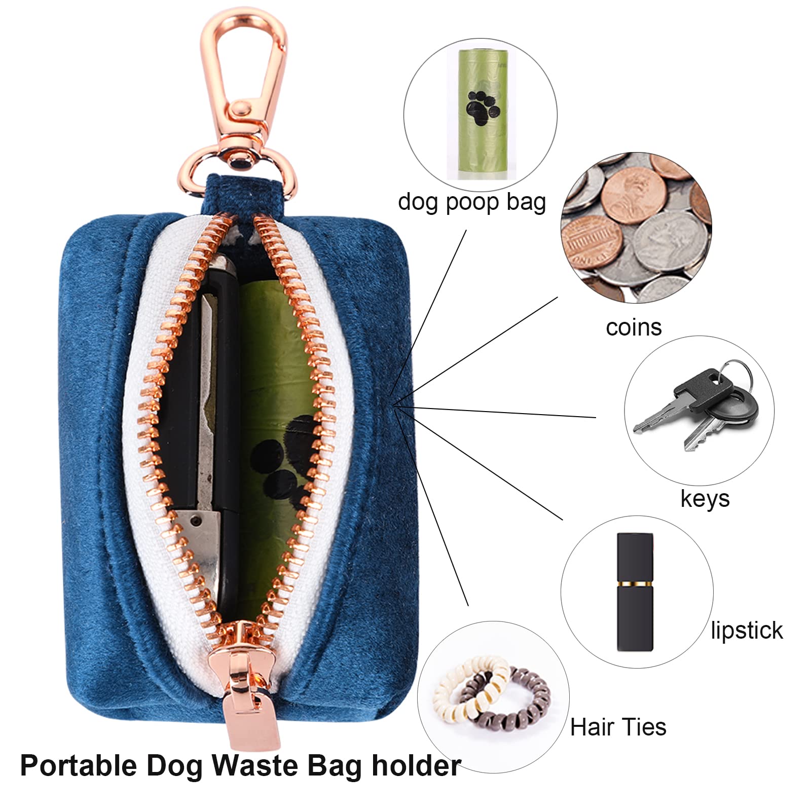 Aring Pet Dog Waste Bag Dispenser, Velvet Doggy Poop Bags Holders Attach To Any Leashes, Cute Portable Washable Pet Waste Pouch