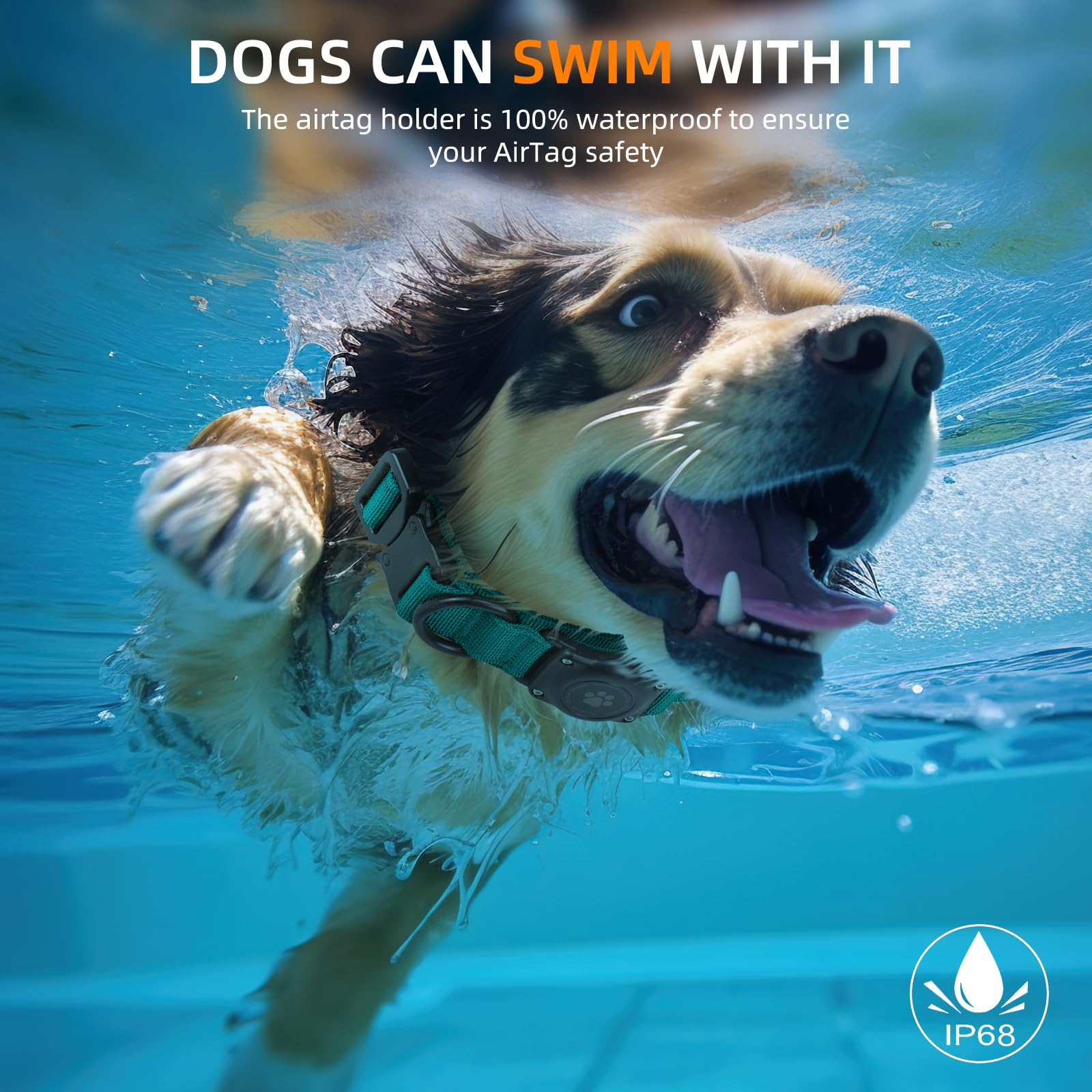 Apple Airtag Integrated Dog Collar, 100% Waterproof With Hard Pc Holder, Adjustable Military Collar With Handle, Gps Tracking Fo