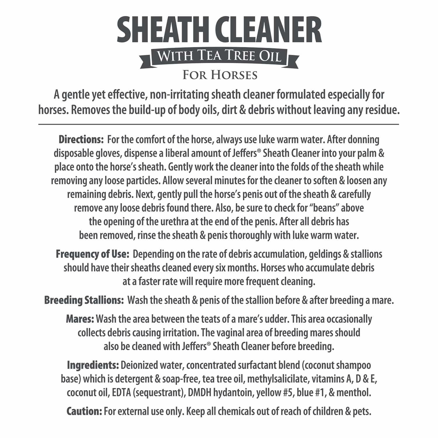 Jeffers Equine Sheath Cleaner For Horses - Gentle Ph Balanced Wash With Tea Tree Oil & Aloe - Removes Dirt & Debris - Grooming &