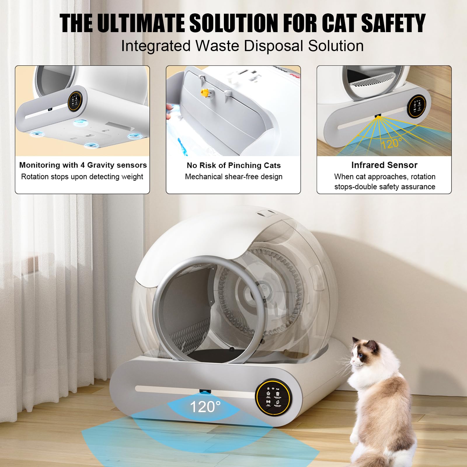 65L/9L Large Capacity Self-Cleaning Cat Litter Box for Multiple Cats, Automatic with App Control, No Scooping Needed, Easy to Cl