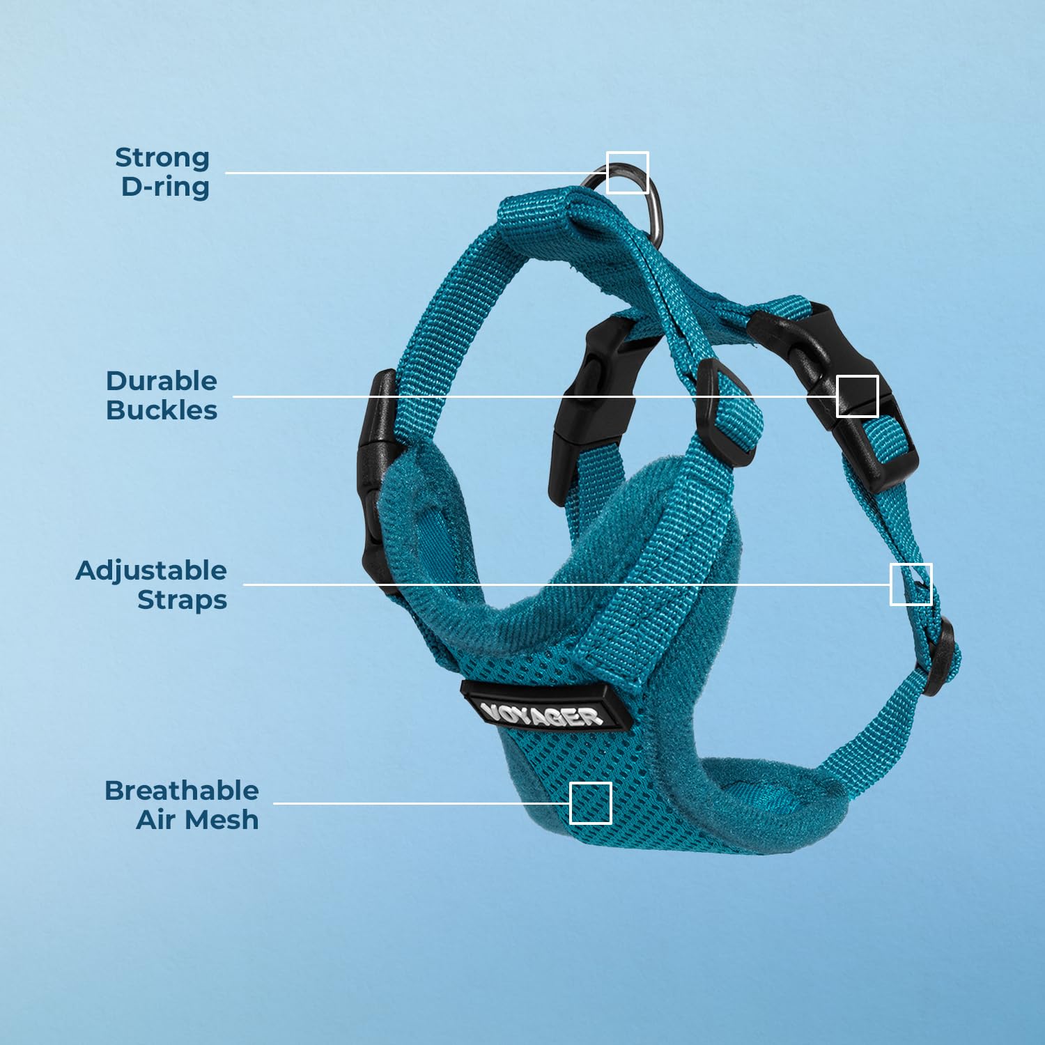 Voyager Step-in Pet Harness - All Weather Mesh, Adjustable Step in Harness for Cats and Dogs by Best Pet Supplies - Turquoise, X