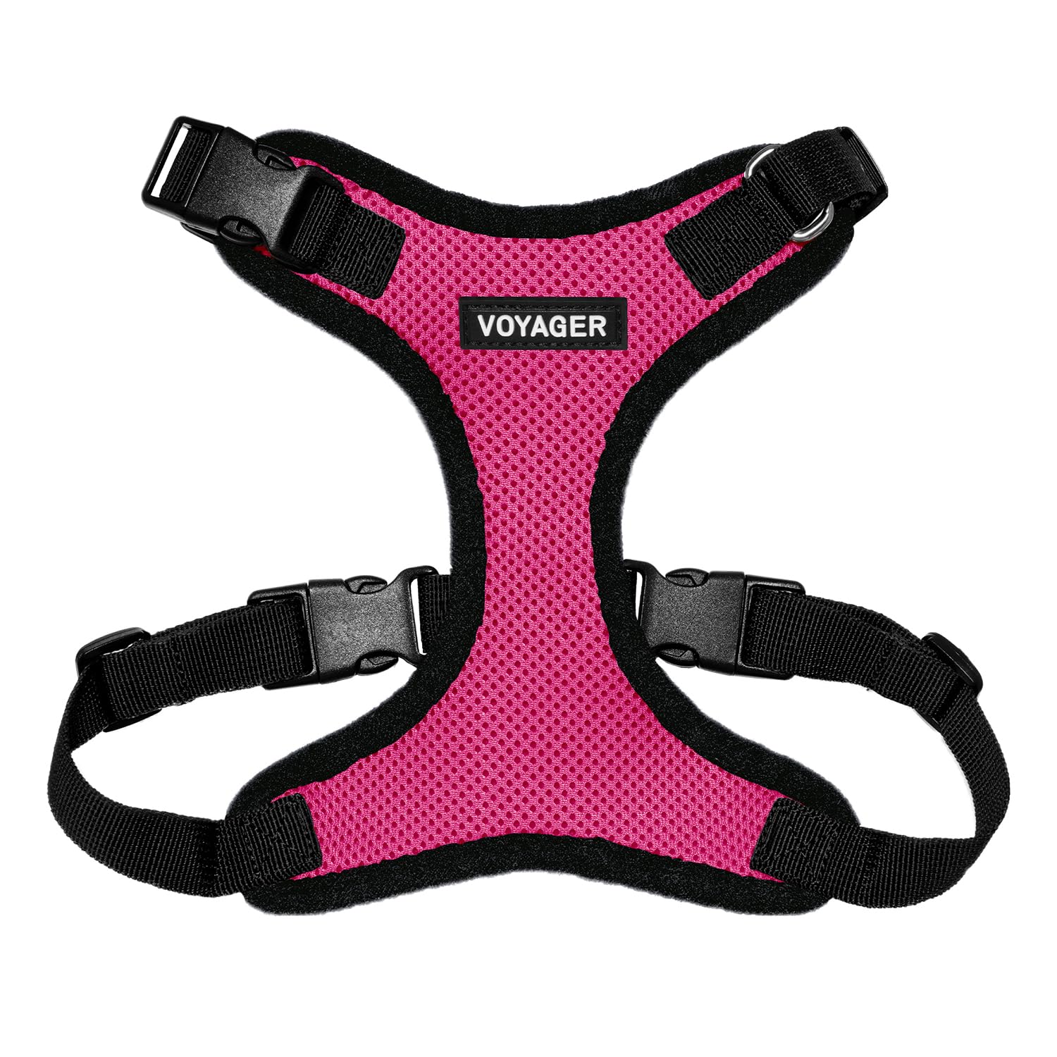 Voyager Step-in Pet Harness - All Weather Mesh, Adjustable Step in Harness for Cats and Dogs by Best Pet Supplies - Fuchsia/Blac