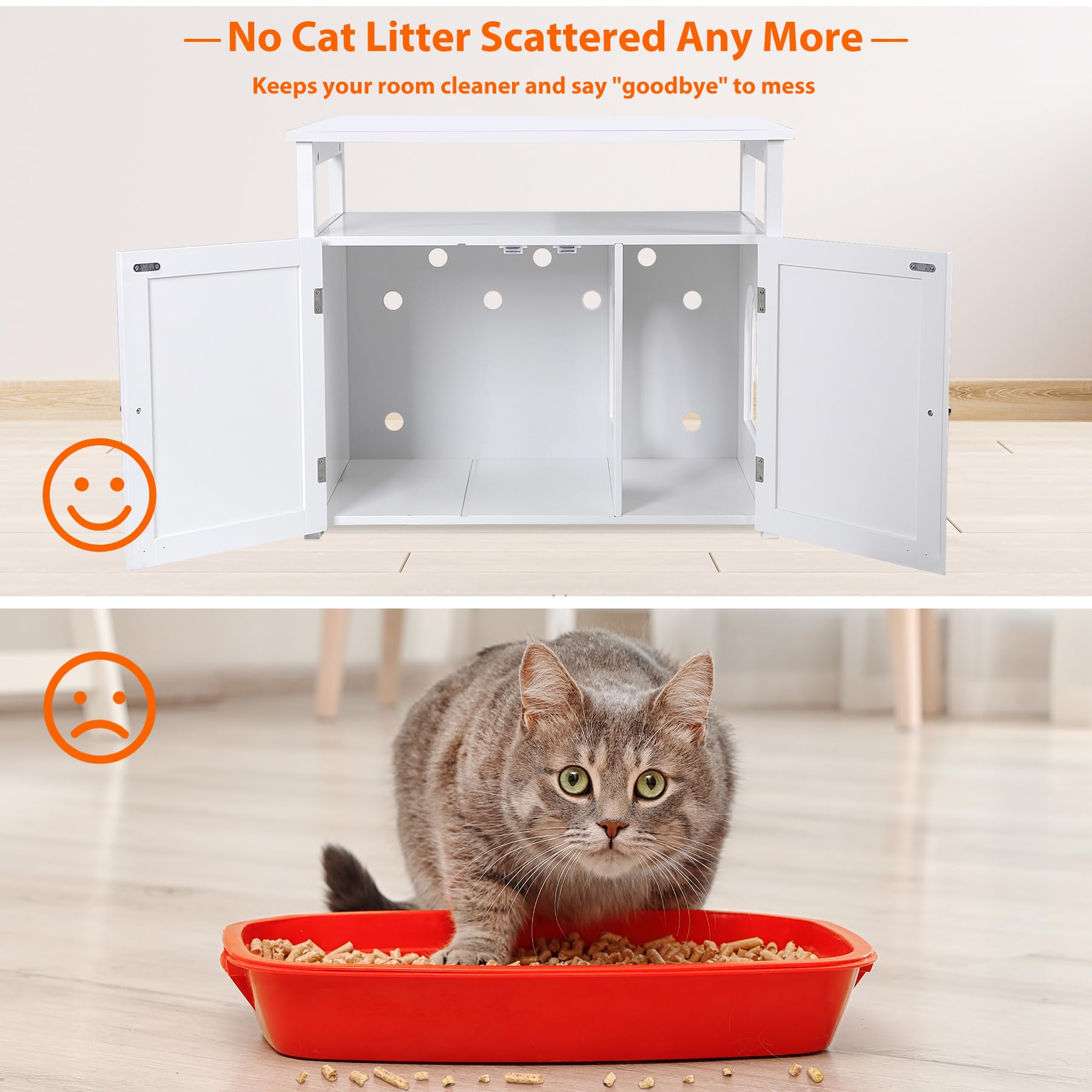 Cat Litter Box Enclosure With Storage Shelf Hidden Litter Box Furniture Indoor Cat Washroom Wooden Cat House Table Nightstand