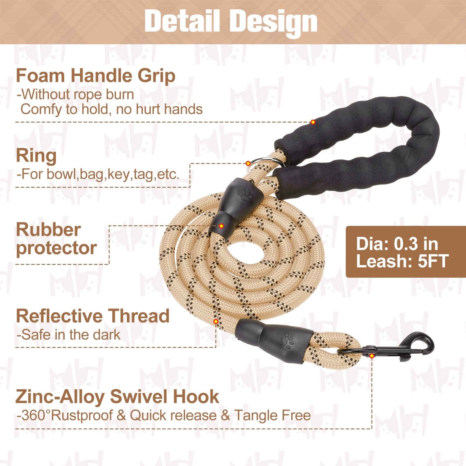 BEAUTYZOO Small Dog Harness and Leash Set, No Choke Soft Mesh, Beige, for XS/S Dogs and Cats