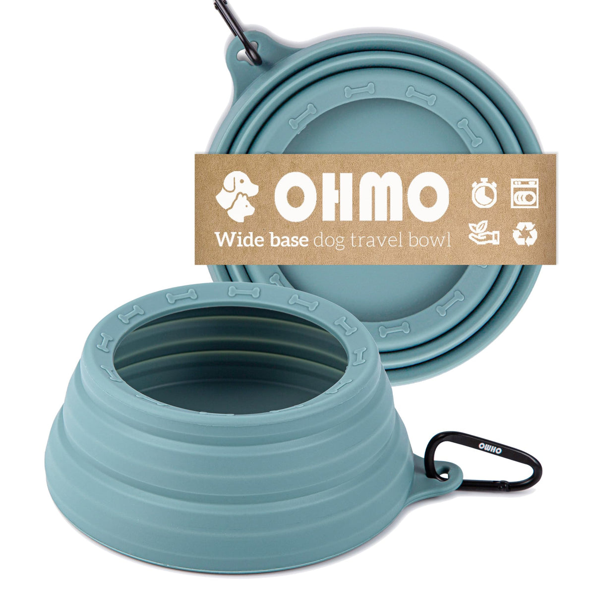 Ohmo-Collapsible Dog Water Bowl Anti Tip Over No Spill From Car Movement(24Oz Medium, Light Blue), Travel Dog Bowls, Less Splash Portable Pet Bowl For Road Trip, Cat Travel Accessories