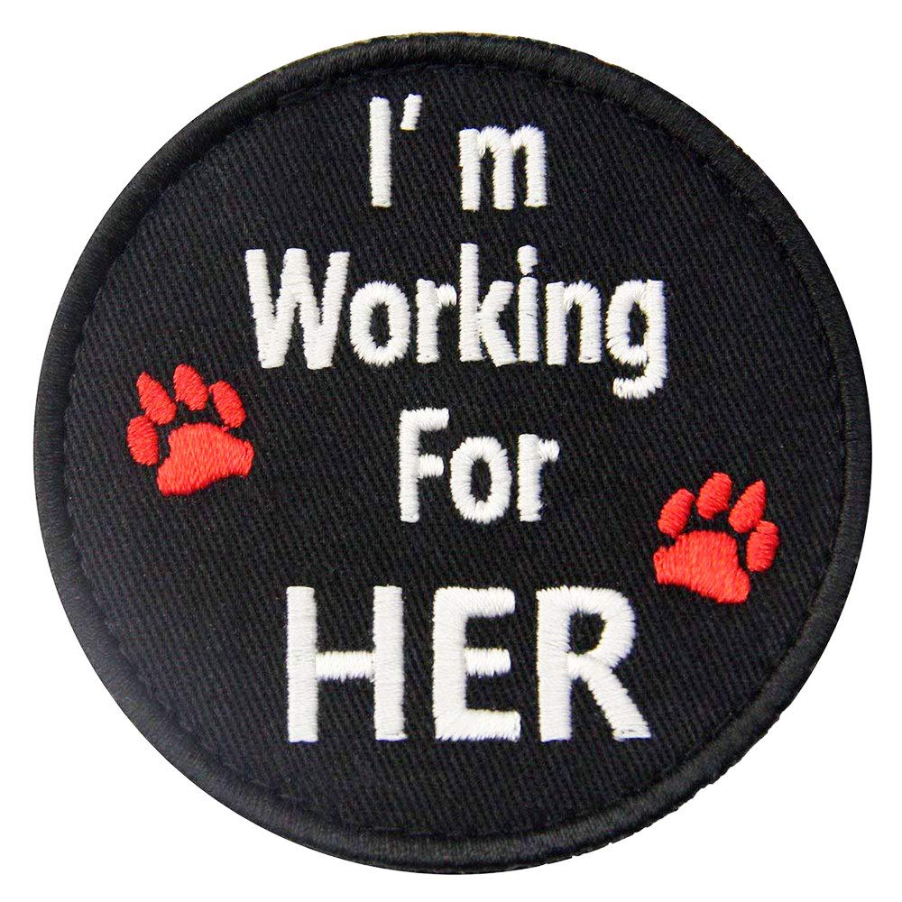 Embroidered Patch For Service Dog, I'M Working For Her Service Dog Patch For Dog Tactical Vests Harnesses Collar, Emblem Fastene
