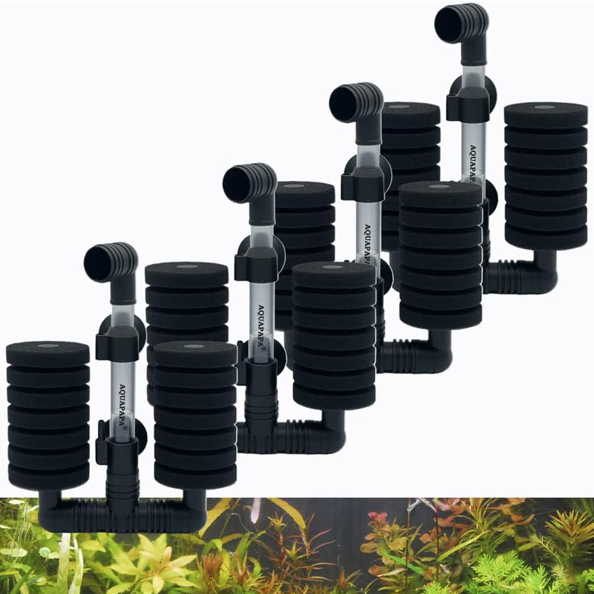 Aquapapa 4X Dual Bio Sponge Filter For Betta Fry Aquarium Fish Tank Up To 30 Gallon Each (Dual Sponge Filters 4-Pack)