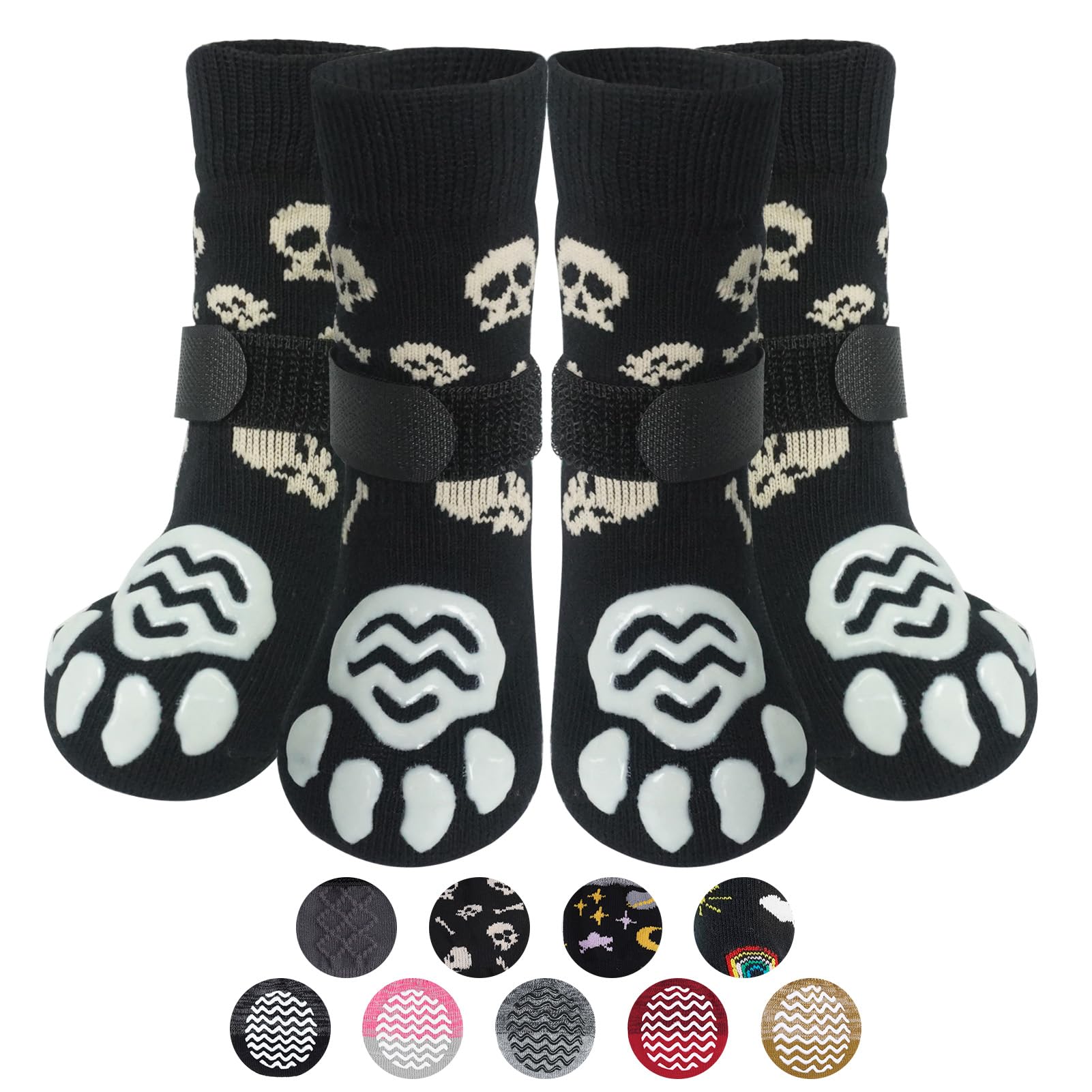 Pupteck Anti Slip Dog Socks 2 Pairs With Double Grippers For Hardwood Floors, Shoes For Hot/Cold Pavement, Boots & Paws Protecto