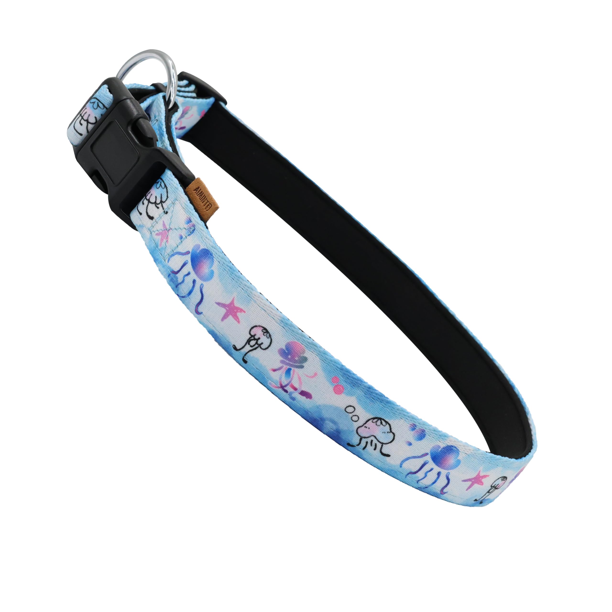 Aiminto Dog Collar, Cute Jellyfish In Ocean Pattern, Neoprene Padded And Adjustable Collar With Quick Release Buckle, Reinforced