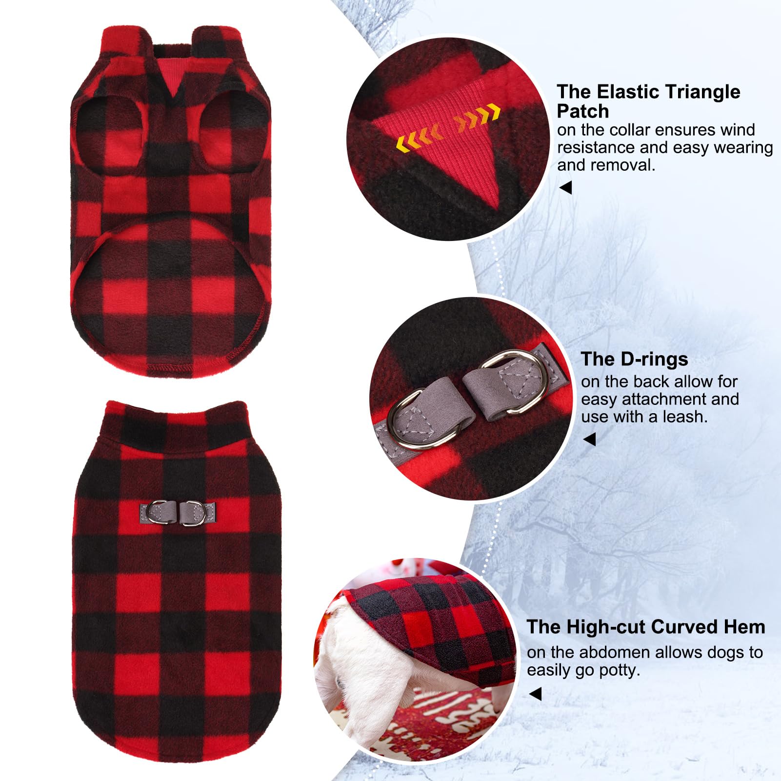 Beautyzoo Small Dog Sweater Fleece Vest Winter Jacket, D-Ring Leash Attachment For Xs S Puppy Medium Sized Breeds Dogs, Cold Wea