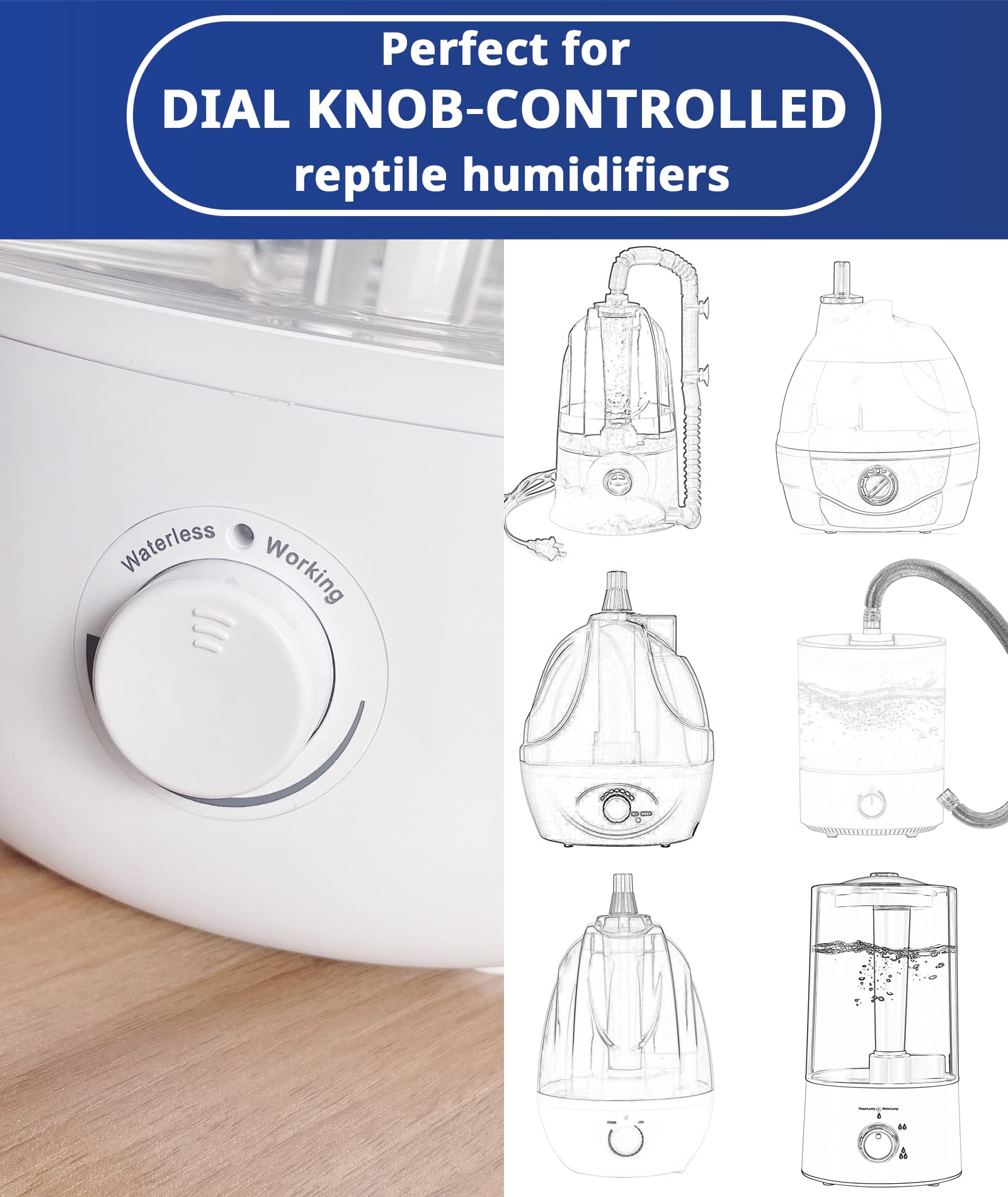 Reptile Humidity Controller, Keeps Reptile Foggers Running Only Within The Preset Humidity Range, Suitable For A Variety Of Reptile Humidifiers/Foggers Controlled By The Dial Knob, Easy To Use