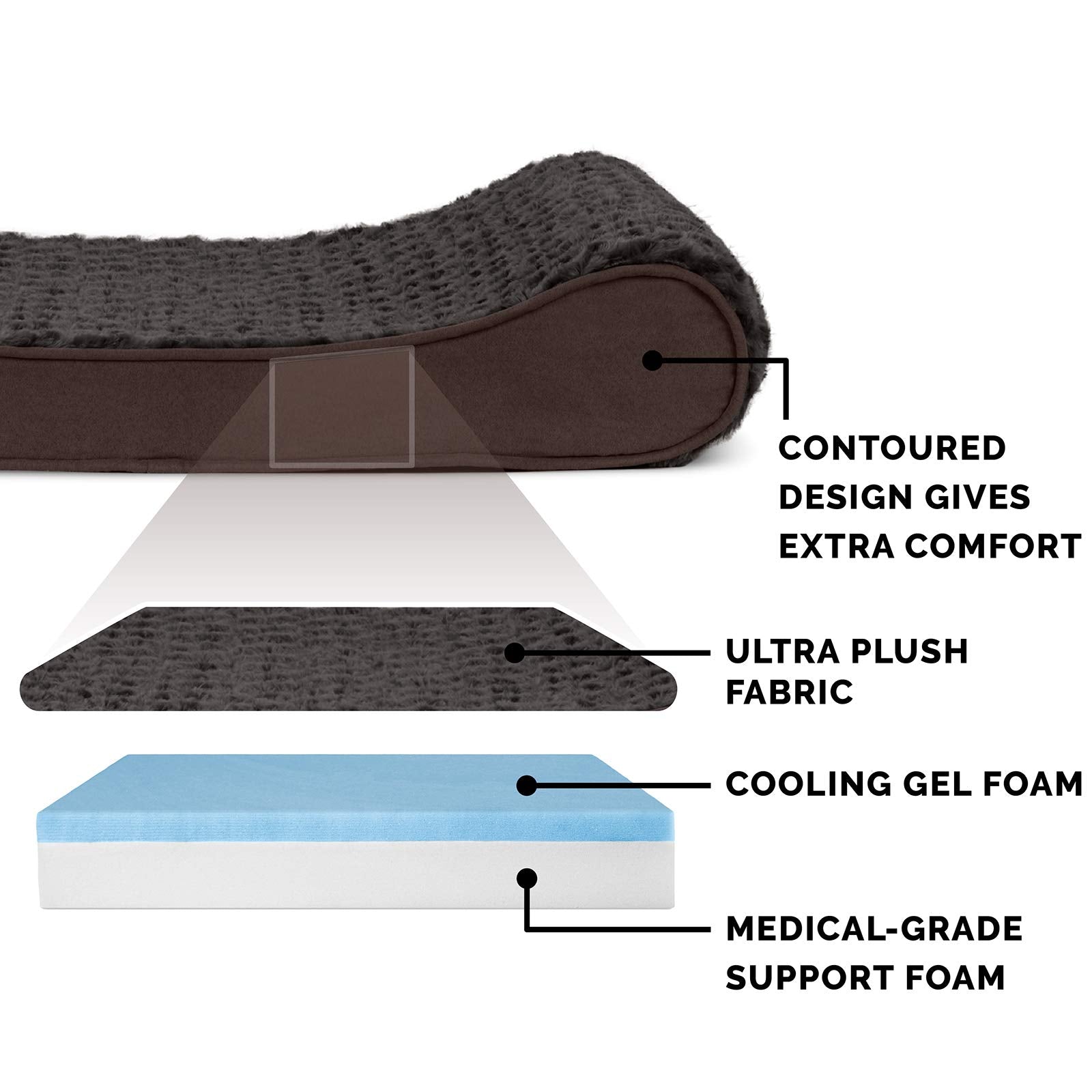 Furhaven Cooling Gel Dog Bed for Large Dogs w/ Removable Washable Cover, For Dogs Up to 150 lbs - Ultra Plush Faux Fur & Suede L