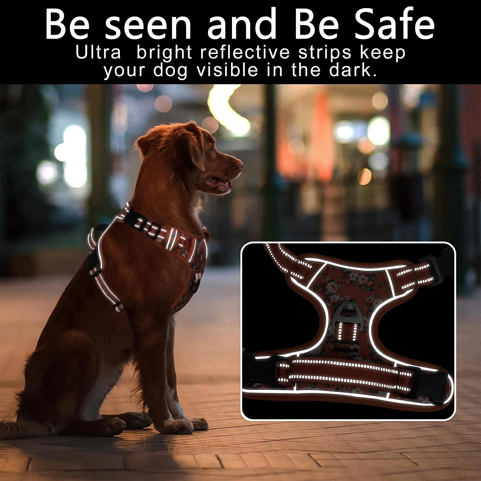 Timos Dog Harness For Large Dogs, No Pull Service Vest With Reflective Strips And Control Handle,No Choke Dog Harness With 2 Met