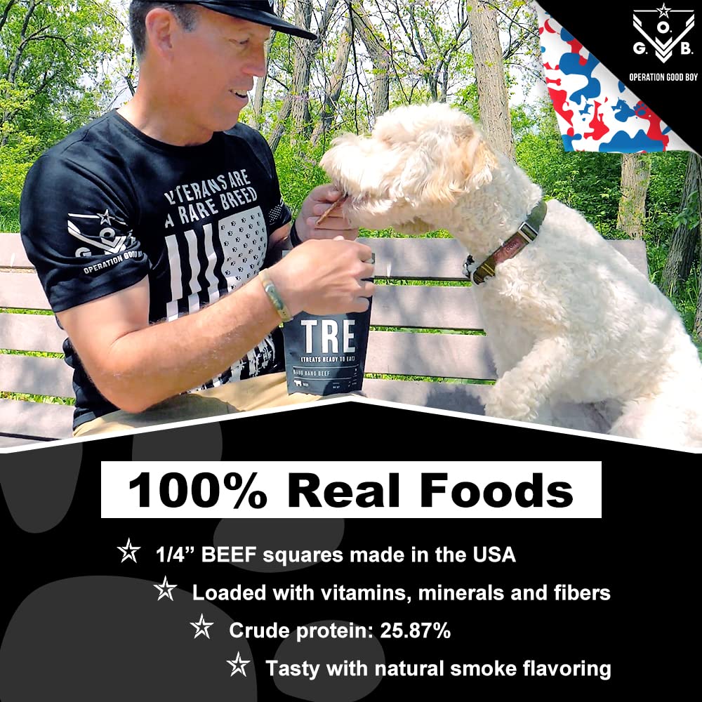 Operation Good Boy Beef Dog Treats - 1/4 High-Protein Training Squares, Natural Farm-Raised Meat for Small to Large Dogs - Freed