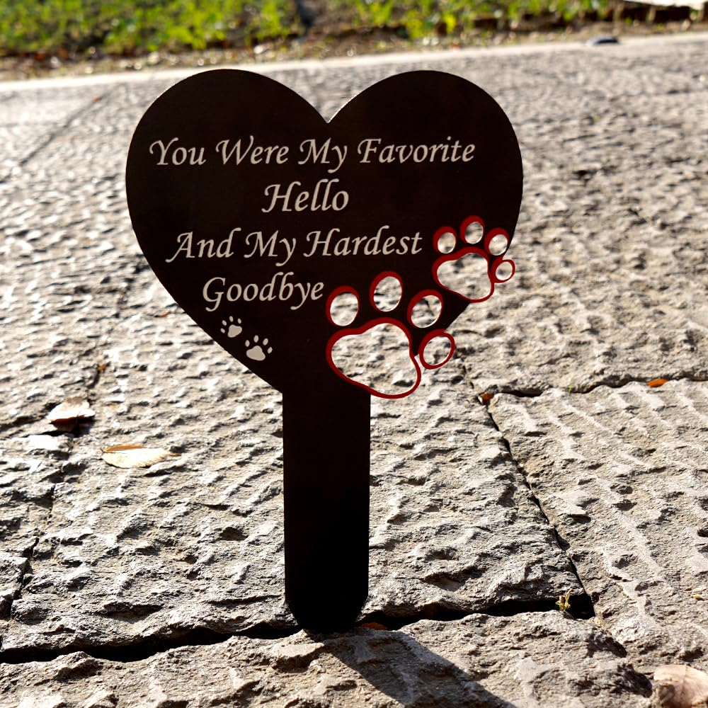 Memorial Pet Grave Markers For Dogs Cats, Pet Cemetery Headstones Decorations, Metal Pet Memorial Stake Grave Stones Decor For G