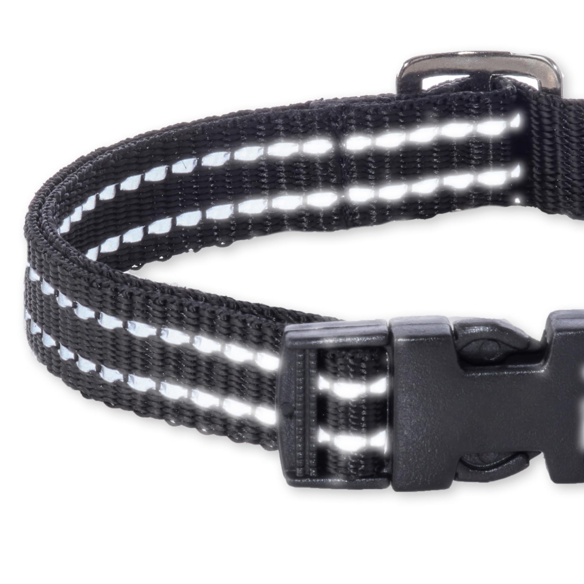 Pet Passion Adjustable Reflective Dog Pet Collar For Small, Medium And Large Dogs, Black, Large