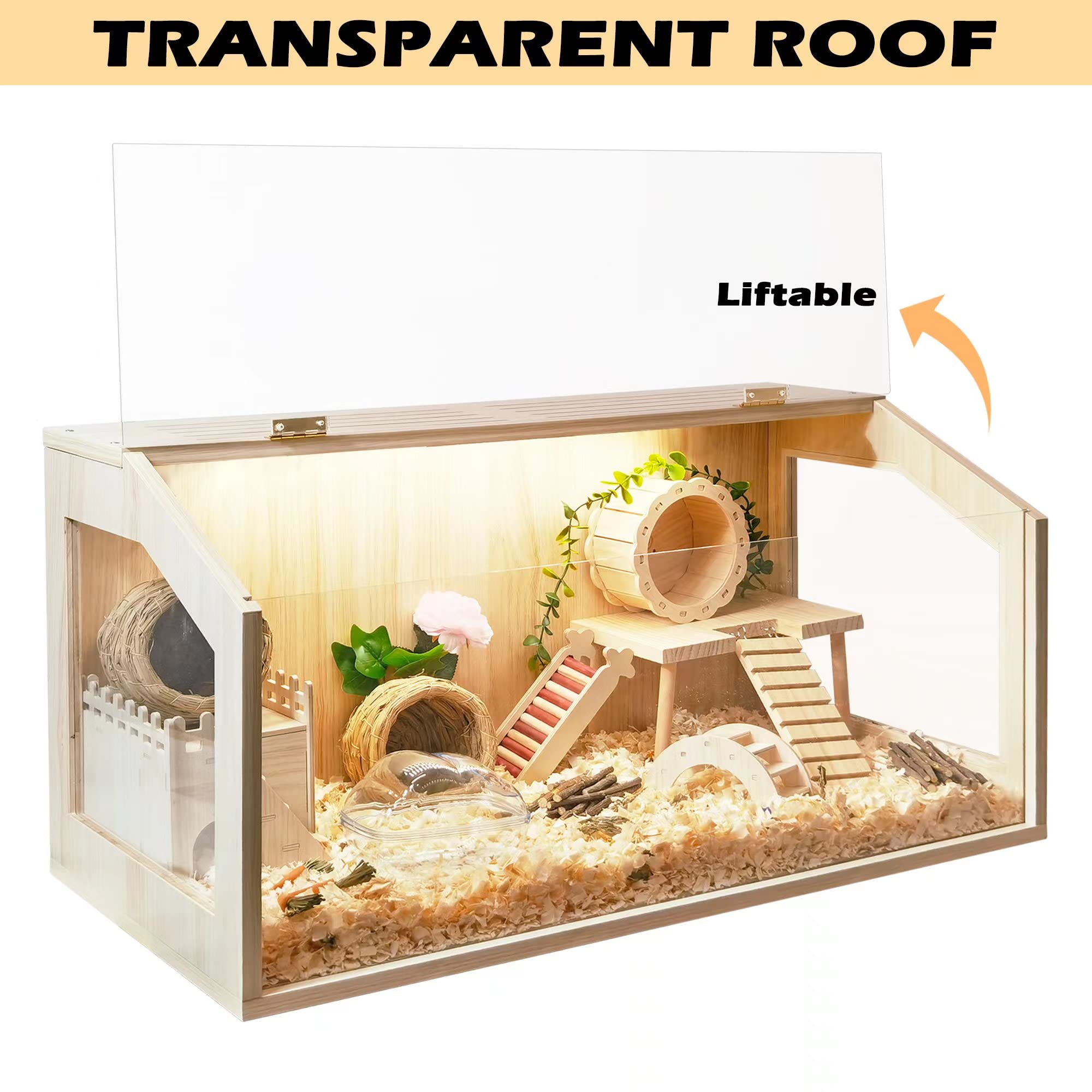 Prolee Hamster Cage Chewproof, Large Hamster Cages and Habitats 32 Inch Guinea Pig Cages Openable Top with Acrylic Sheets Solid