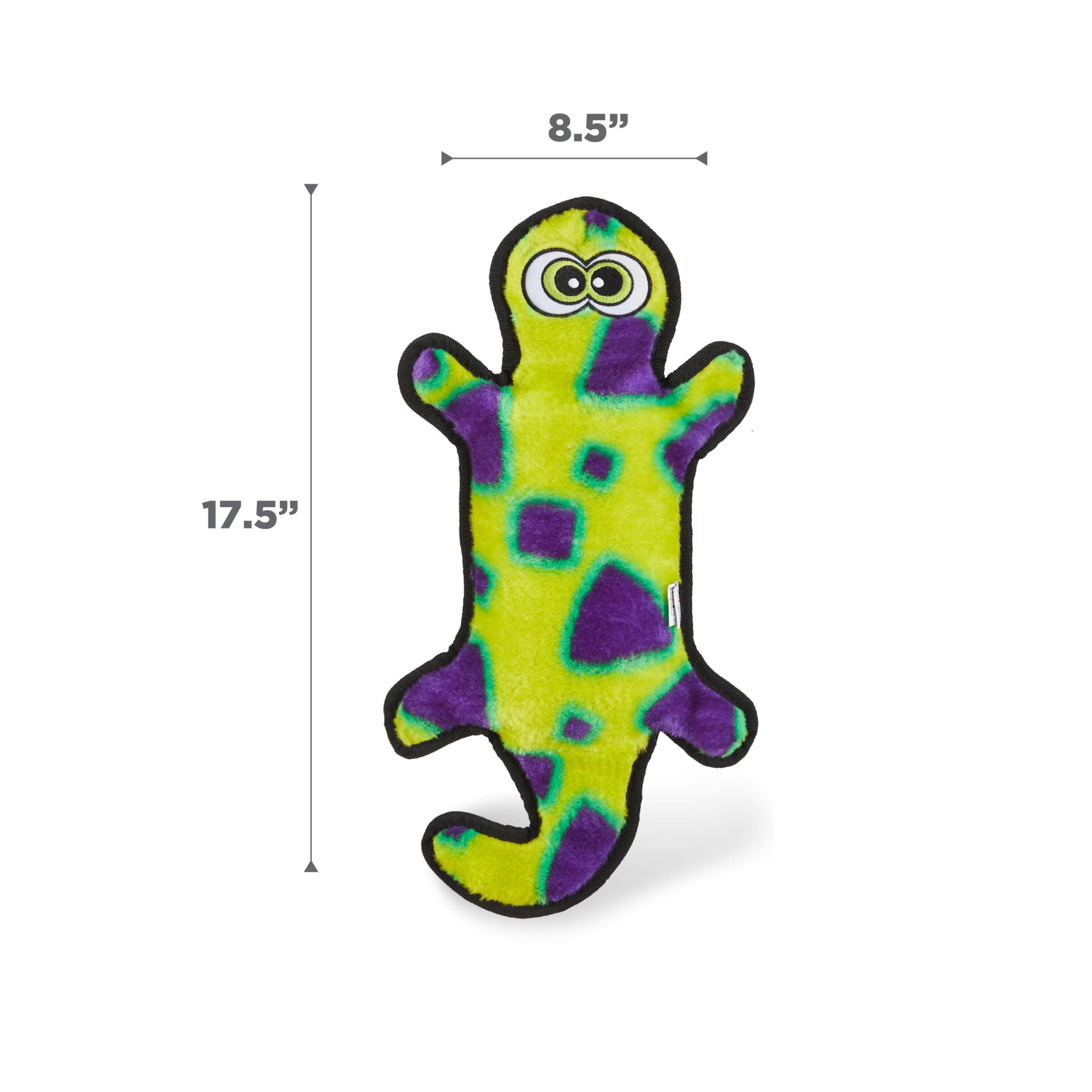 Outward Hound Tough Plush Squeaky Dog Toy, Gecko, Large, Green, Model 32072, Durable Polyester Material