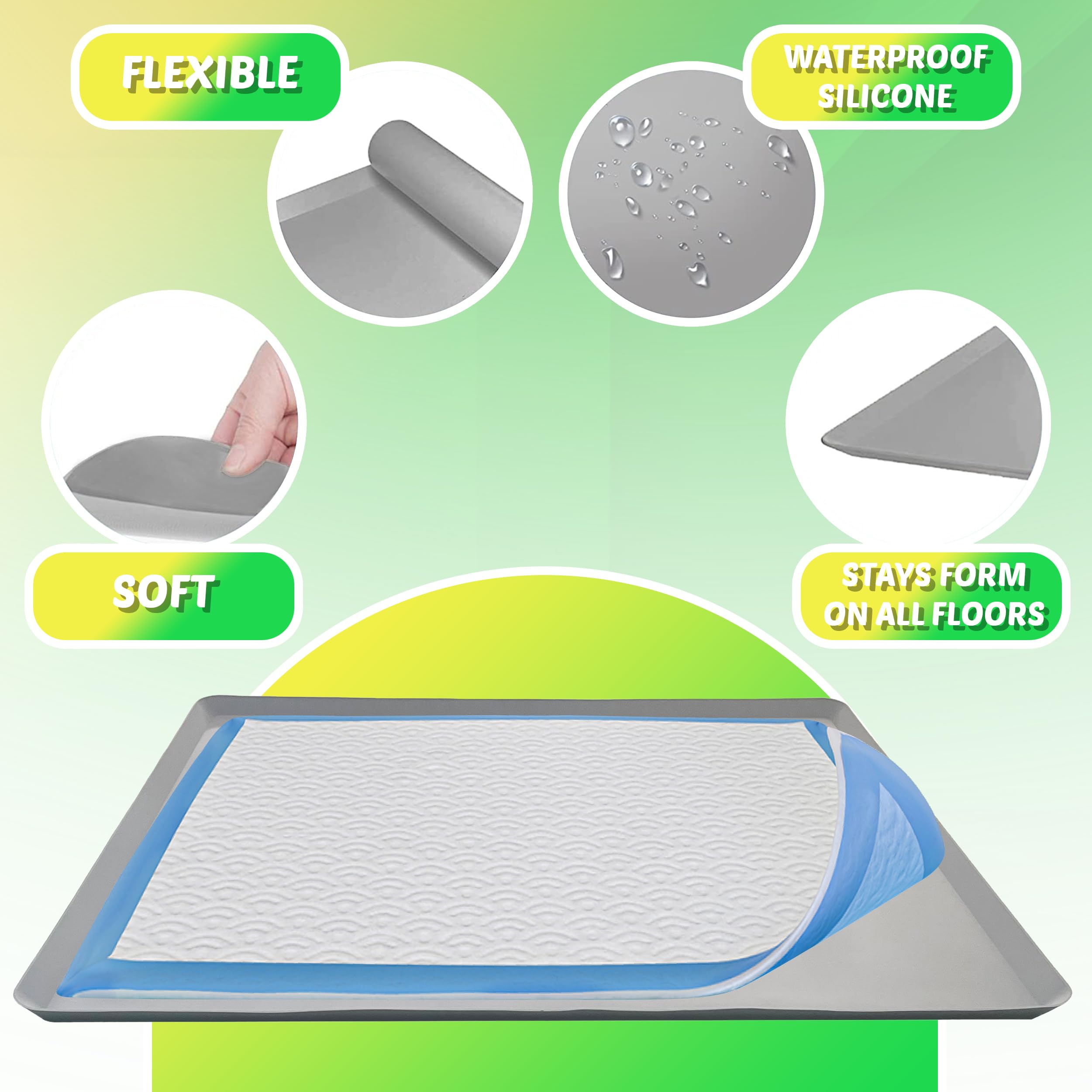 TidyFriend Dog Pad Holder Tray for 28 x 34 Inches Training Pads (Light Grey) - Easy to Clean and Store Perfect for Dog Potty - S