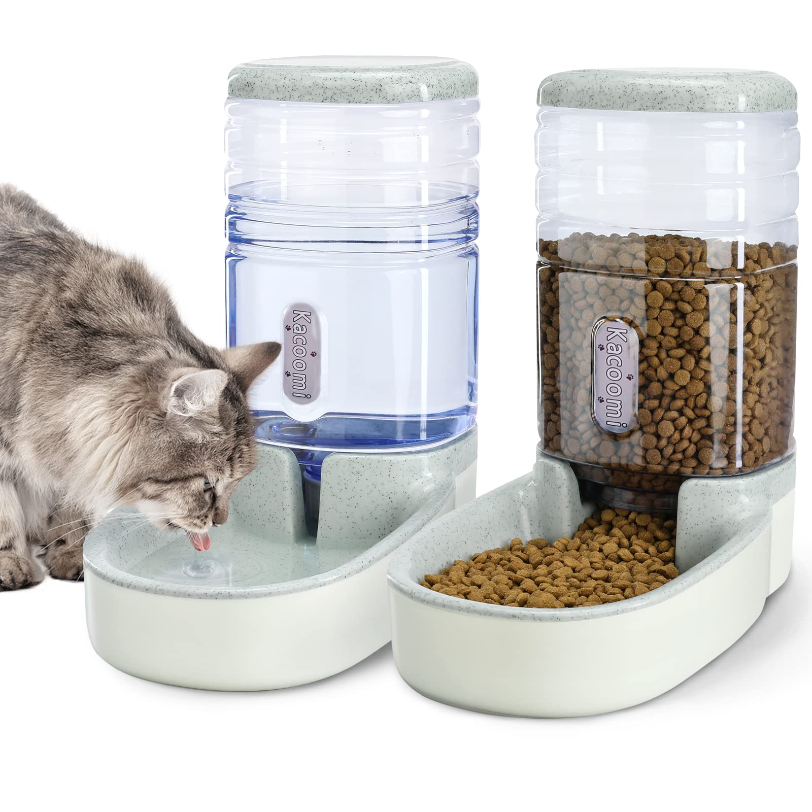 Automatic Dog Cat Feeder and Water Dispenser Gravity Food Feeder and Waterer Set with Pet Food Bowl for Small Medium Dog Puppy K