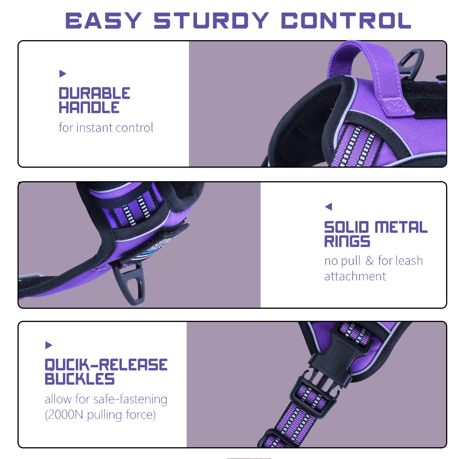 BUMBIN Tactical Dog Harness for Large Dogs No Pull, Famous TIK Tok No Pull Puppy Harness, Fit Smart Reflective Pet Walking Harne