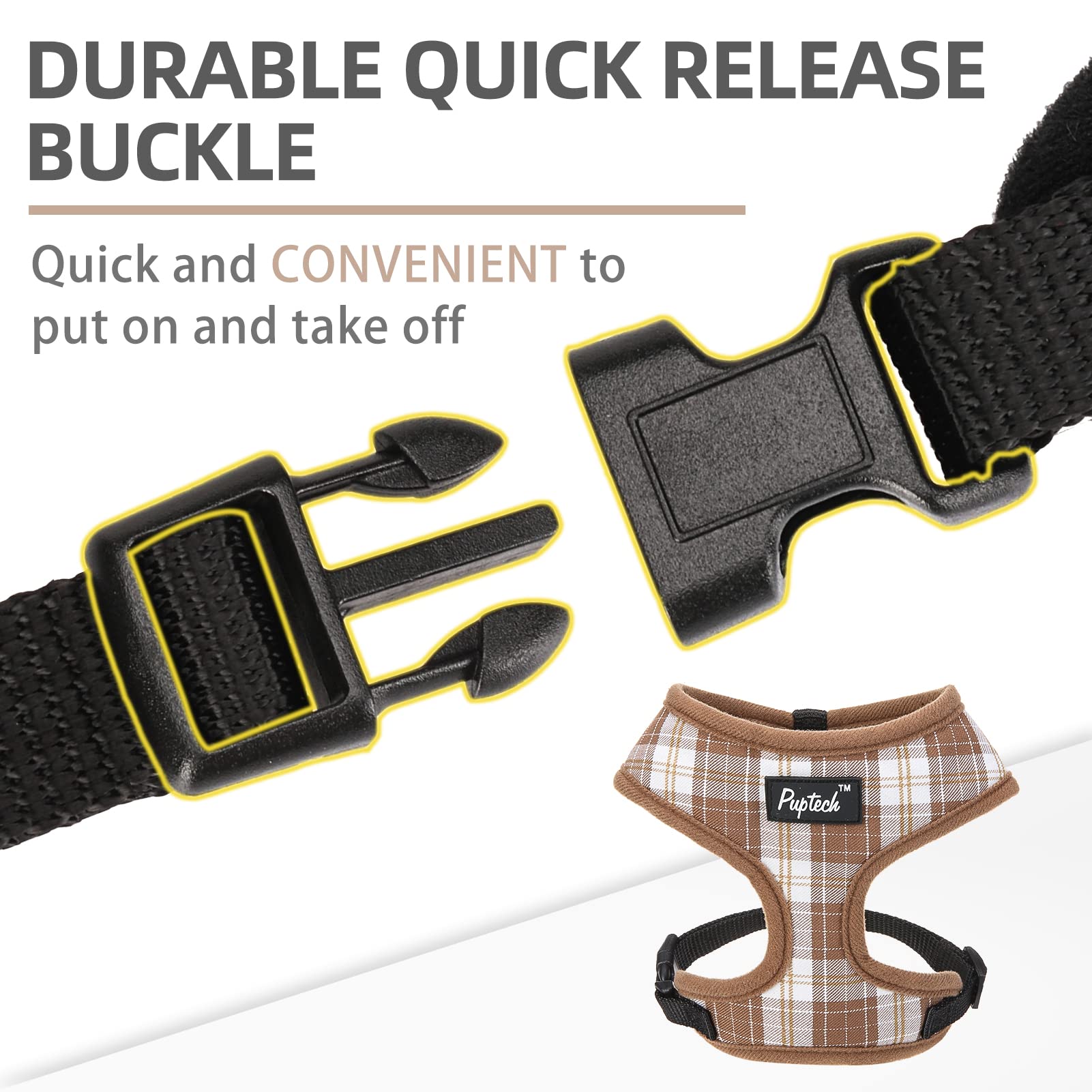 Pupteck Soft Mesh Dog Harness And Leash Set Pet Puppy Cat Comfort Padded Vest No Pull Harnesses, Brown, S