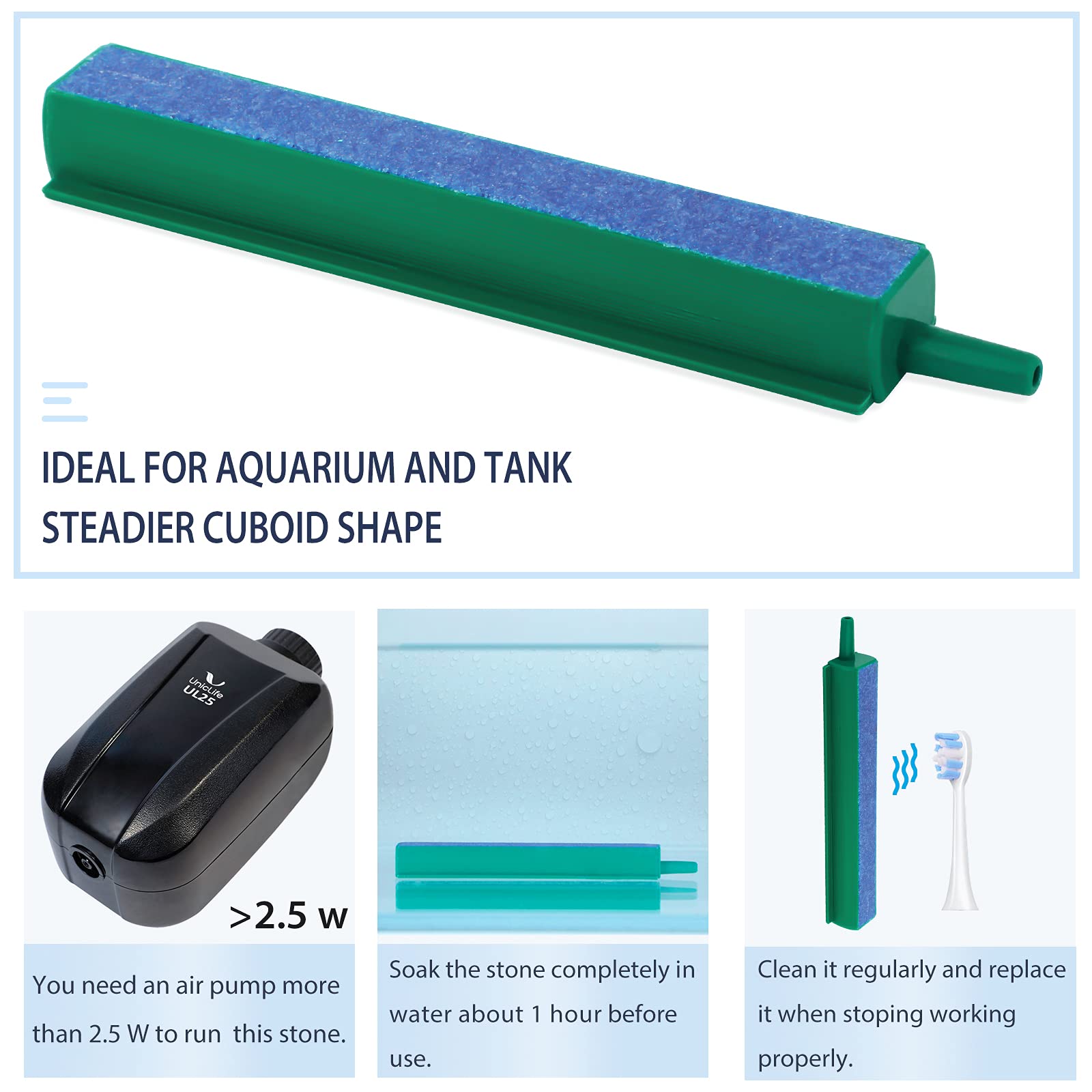 Pawfly Air Stone Bar, 4 Inch Bubble Release Airstones, Mineral Blue, Ideal for Fish Tank Aquarium Pump