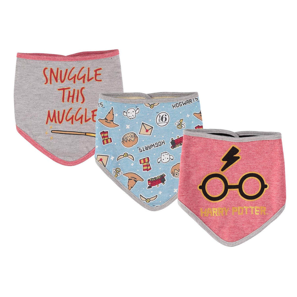 Harry Potter Baby Unisex Bandana Bibs Three Pack Baby Gift For Girls And Boys (Redbluegrey)